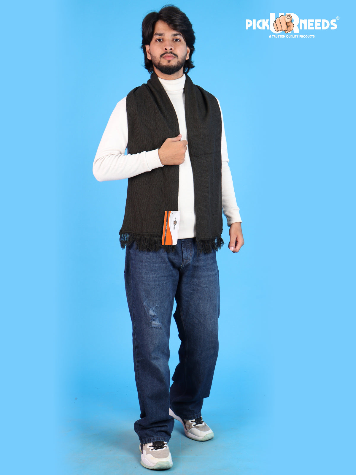 Pick Ur Needs Premium Soft, Warm & Breathable Wool Blend Winter Scarf for Men Fashionable Elegant Muffler