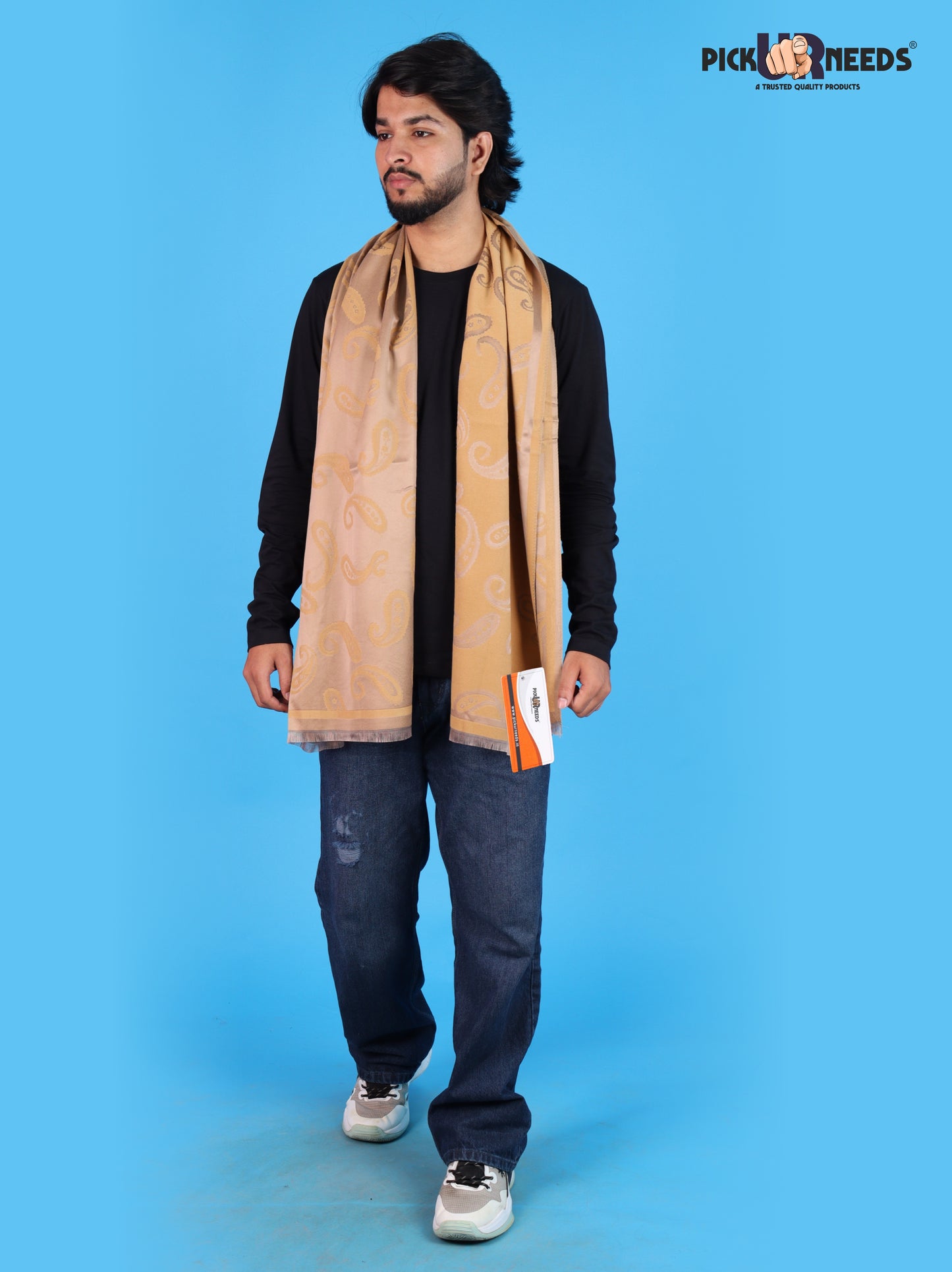 Pick Ur Needs Mens 2-in-1 Shawl & Stole, Elegant Paisley Print Winter Wrap, Lightweight Warm Shoulder Scarf for Boys, Stylish Reversible-Style
