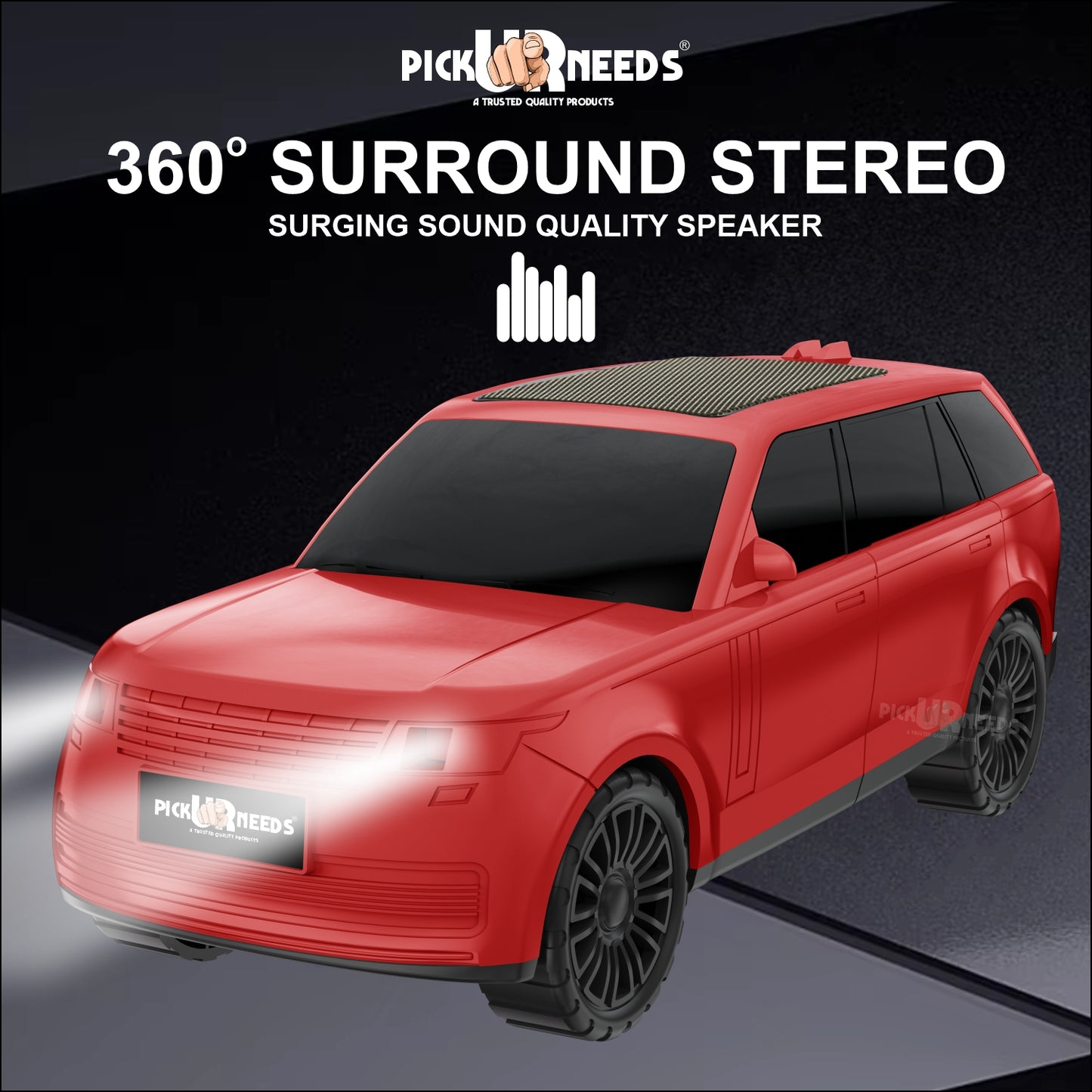 Pick Ur Needs Car Shape Wireless Bluetooth Portable Rechargeable Speaker LED Headlights  TF Card, USB, AUX, Type-C