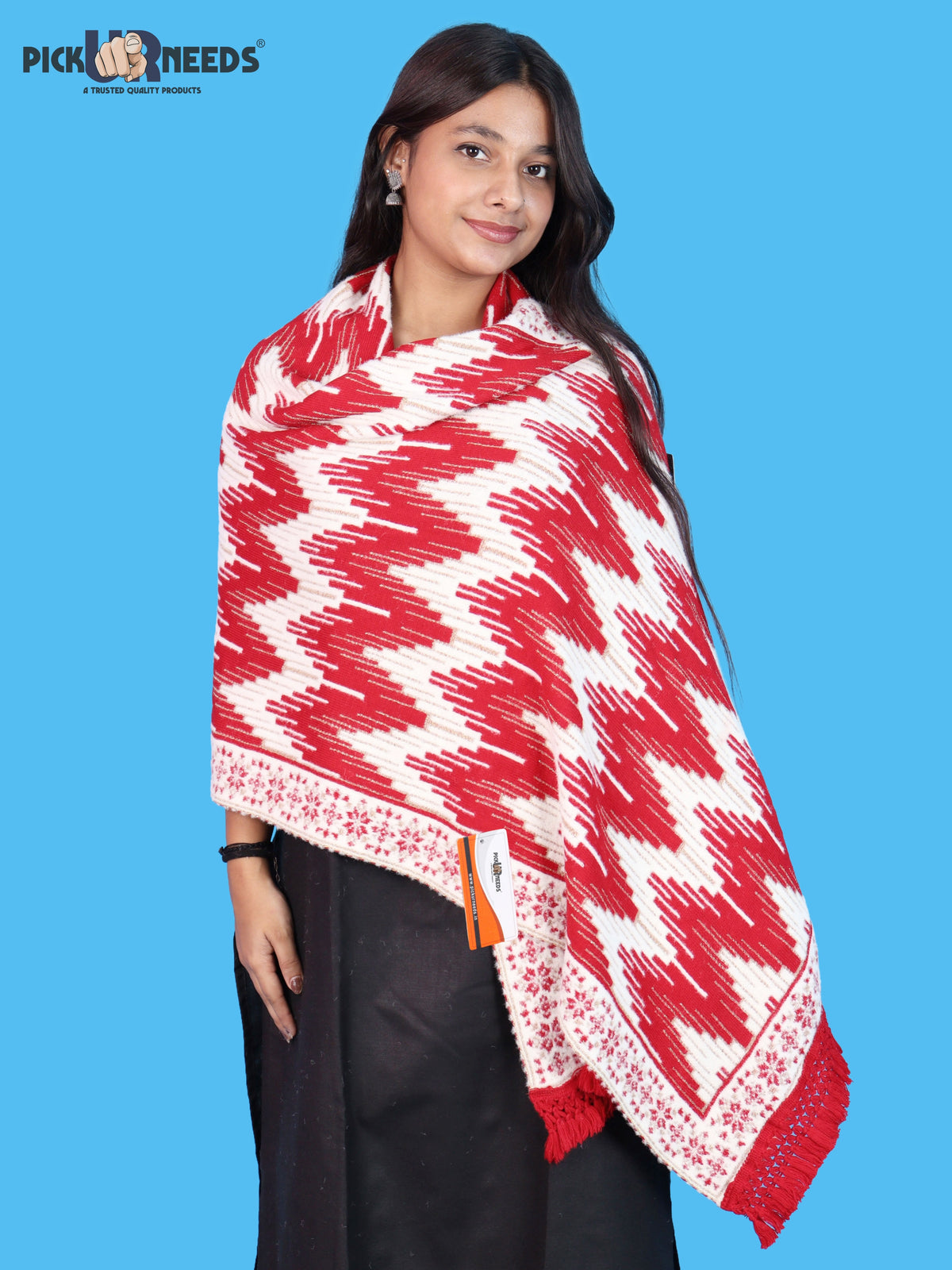 Pick Ur Needs Premium Wool Shawl For Womens & Girls Winter Muffler Soft Knitted Designer Wrap Warm Stole