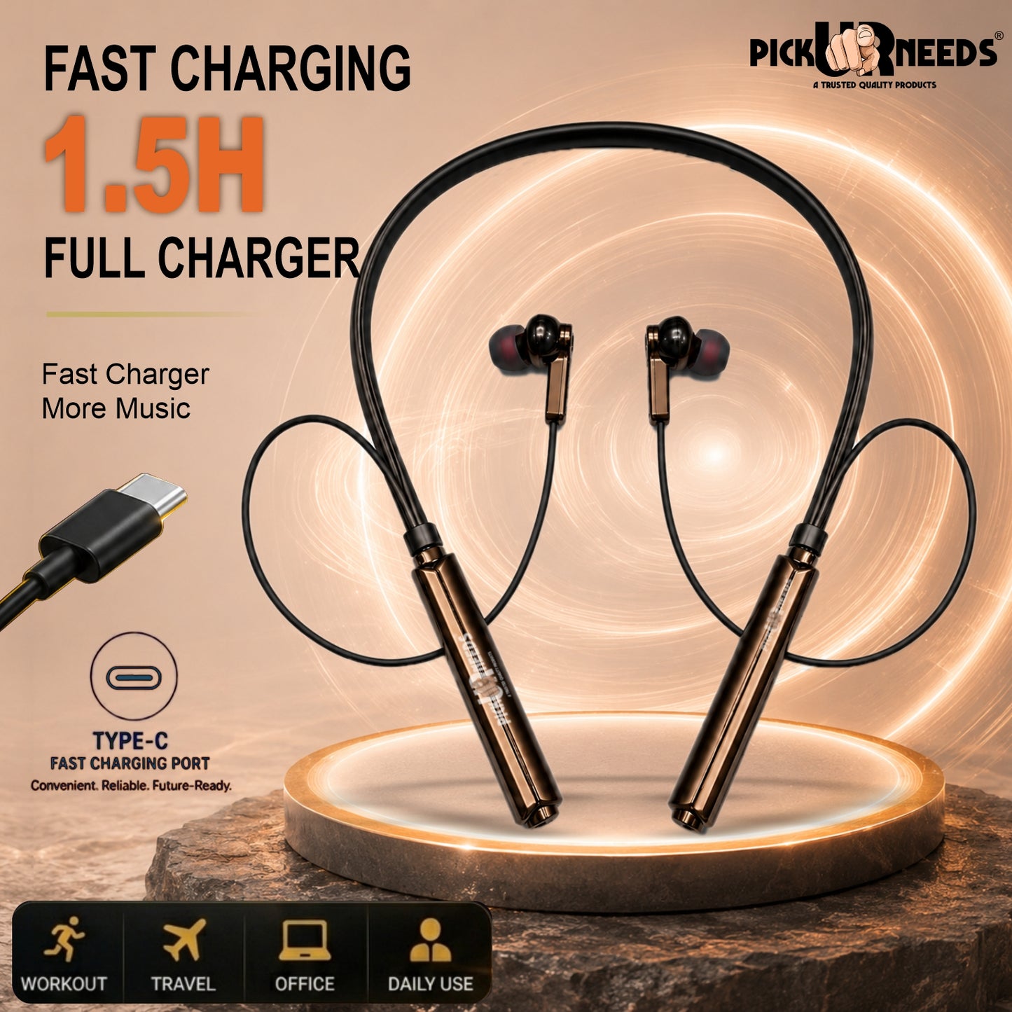Bluetooth Neckband Earbuds with Strong Battery Backup & Comfortable Fit