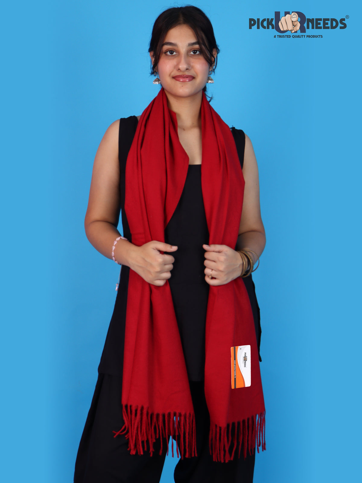 Pick Ur Needs Womens Winter Shawl Soft Warm Large Wrap Shawls with Fringe Tassels Elegant Woolen Style Stole for Girls