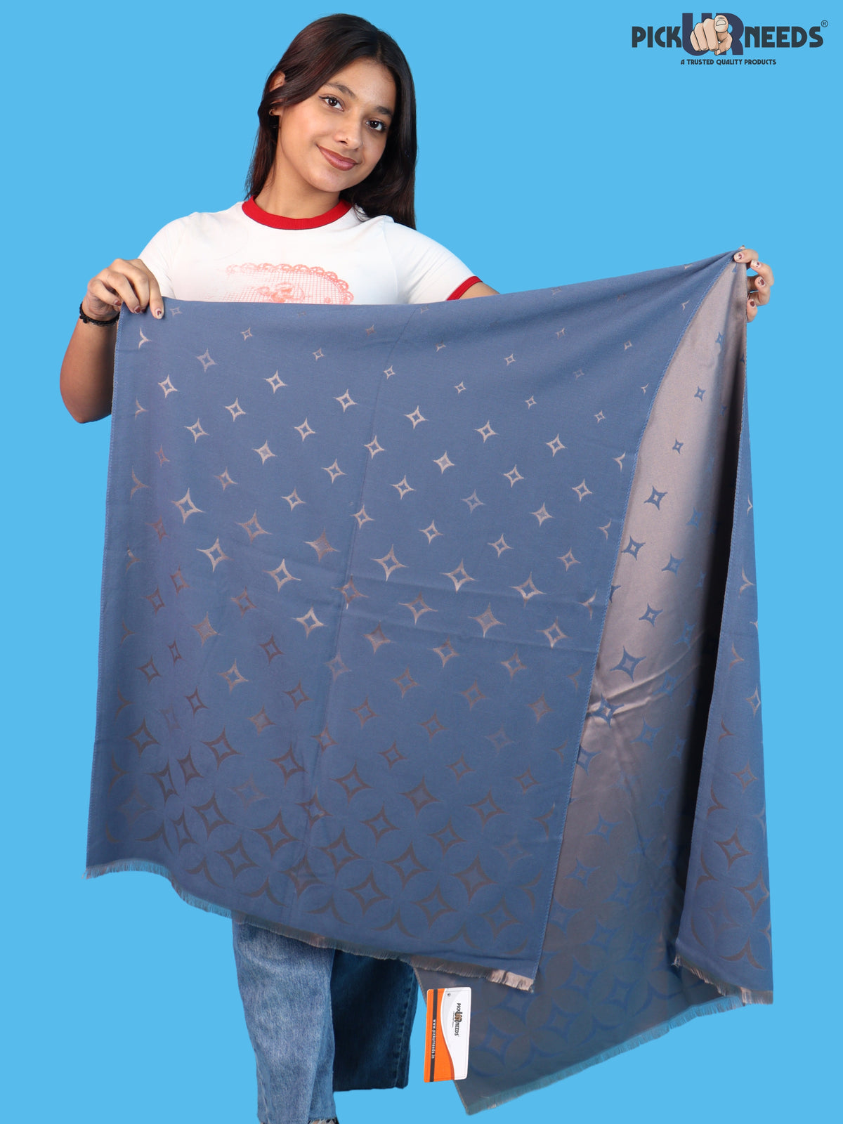 Pick Ur Needs Premium Womens 2-in-1 Reversible Shawl Stylish Printed Winter Shawls for Girls Soft Warm Woolen Stole