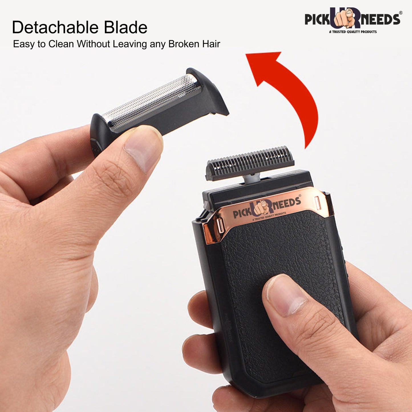 Pick Ur Needs Reciprocating Shaver for Men | Compact Rechargeable Electric Beard Shaver Trimmer | One-Hand Operation | Removable Cutter Head | Travel Friendly Grooming Device