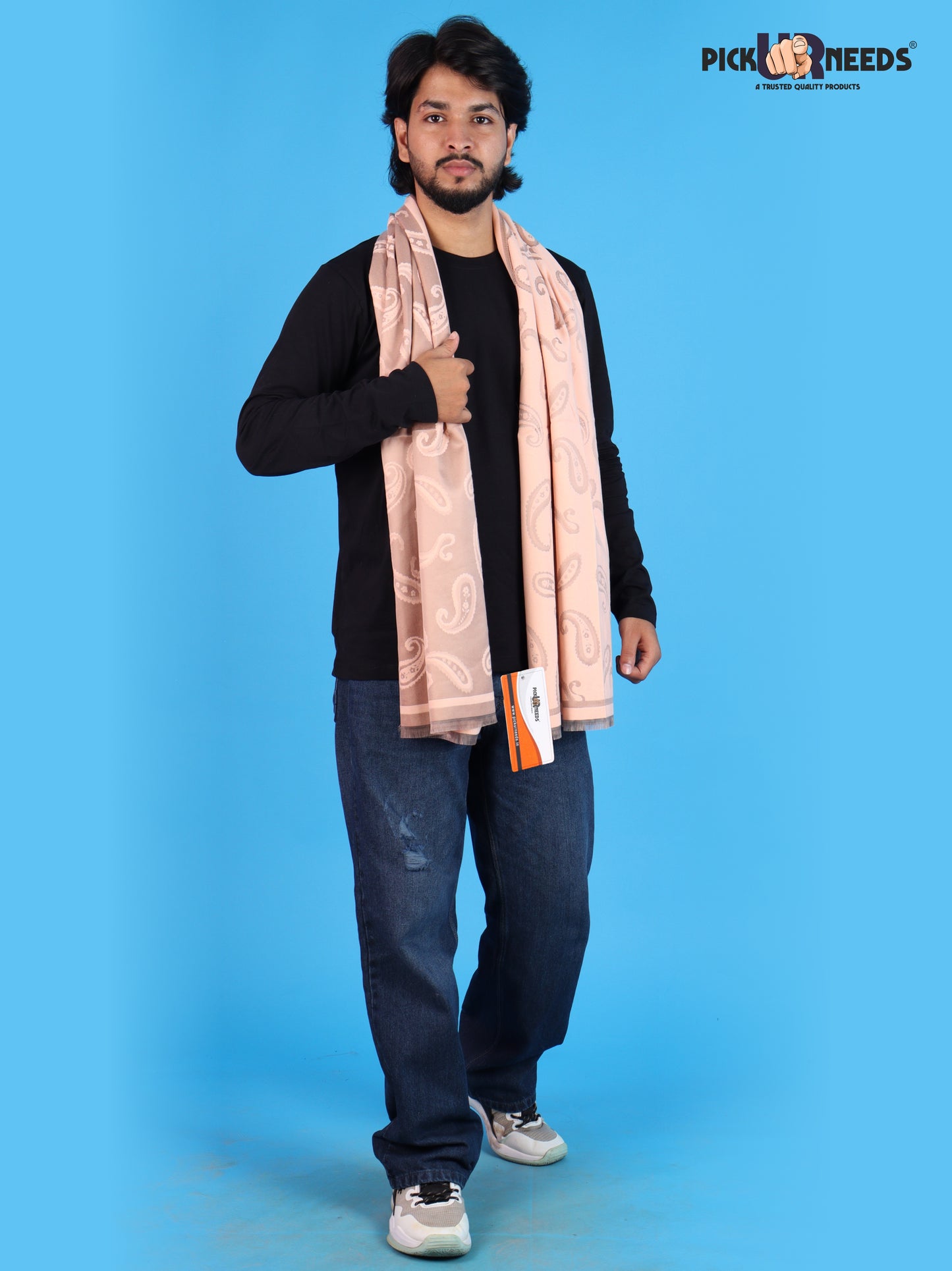 Pick Ur Needs Mens 2-in-1 Shawl & Stole, Elegant Paisley Print Winter Wrap, Lightweight Warm Shoulder Scarf for Boys, Stylish Reversible-Style