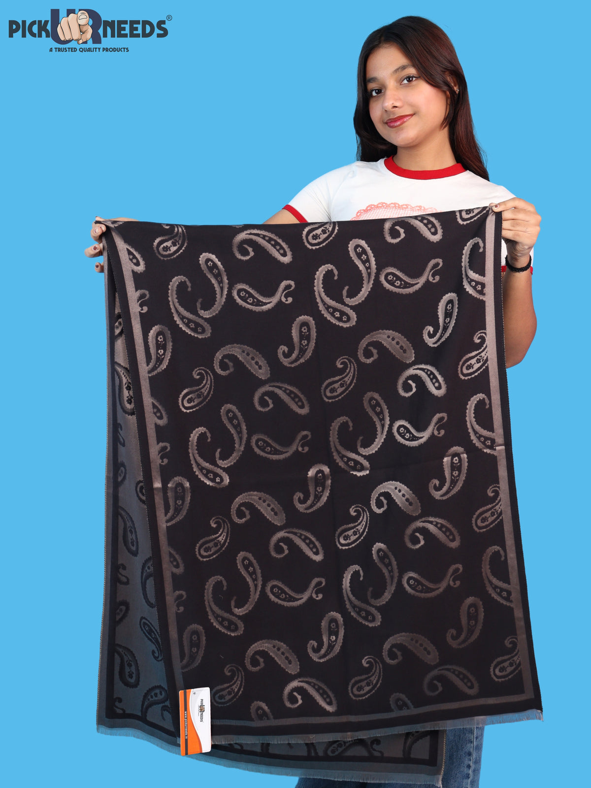 Pick Ur Needs Women & Girls Reversible 2 in 1 Woolen Muffler Soft Warm Dual Side Winter Scarf with Elegant Paisley Pattern