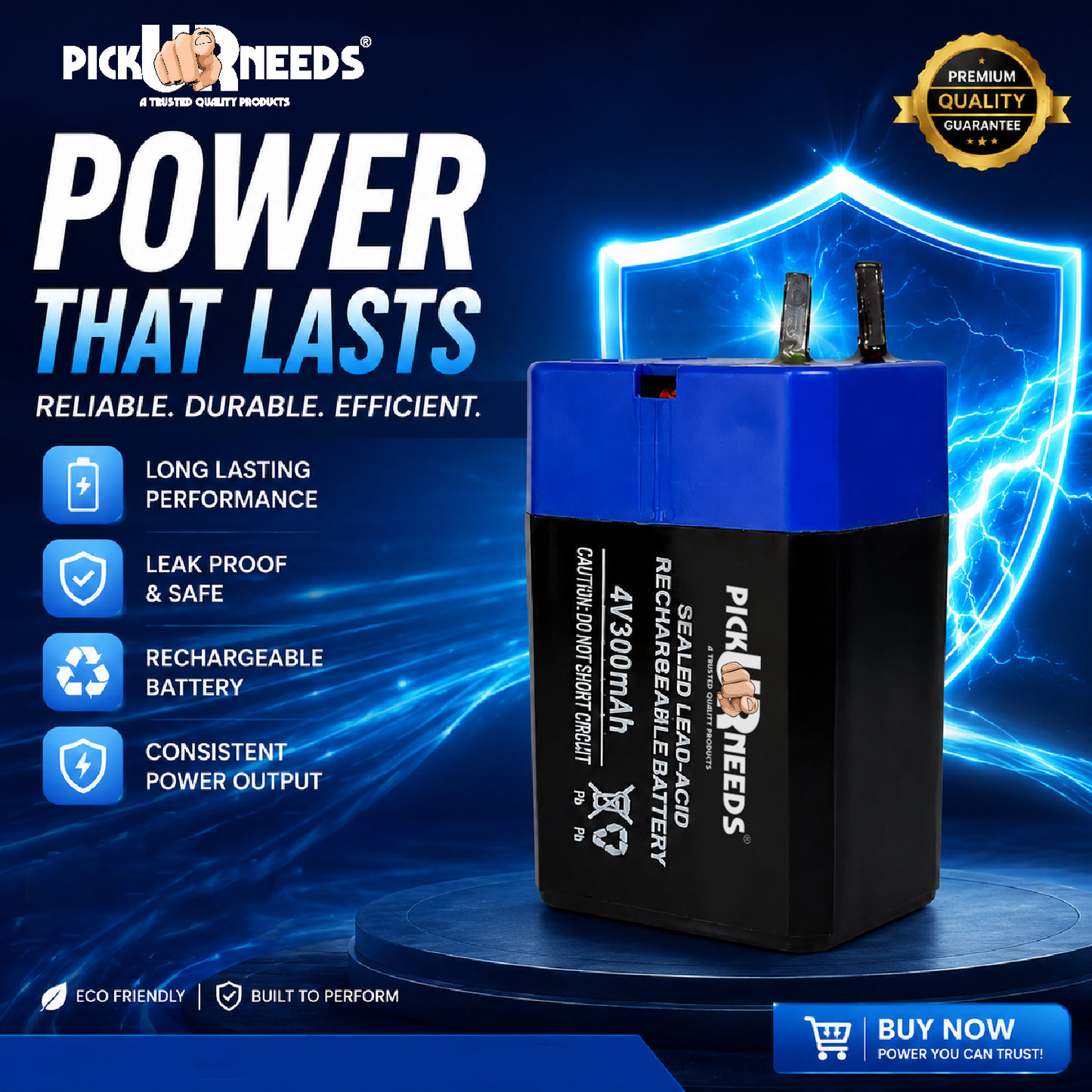 Pick Ur Needs Compact 4V 300mAh Sealed Lead Acid Battery for Long-Lasting Backup Power (2, 300, Milliamp Hours)