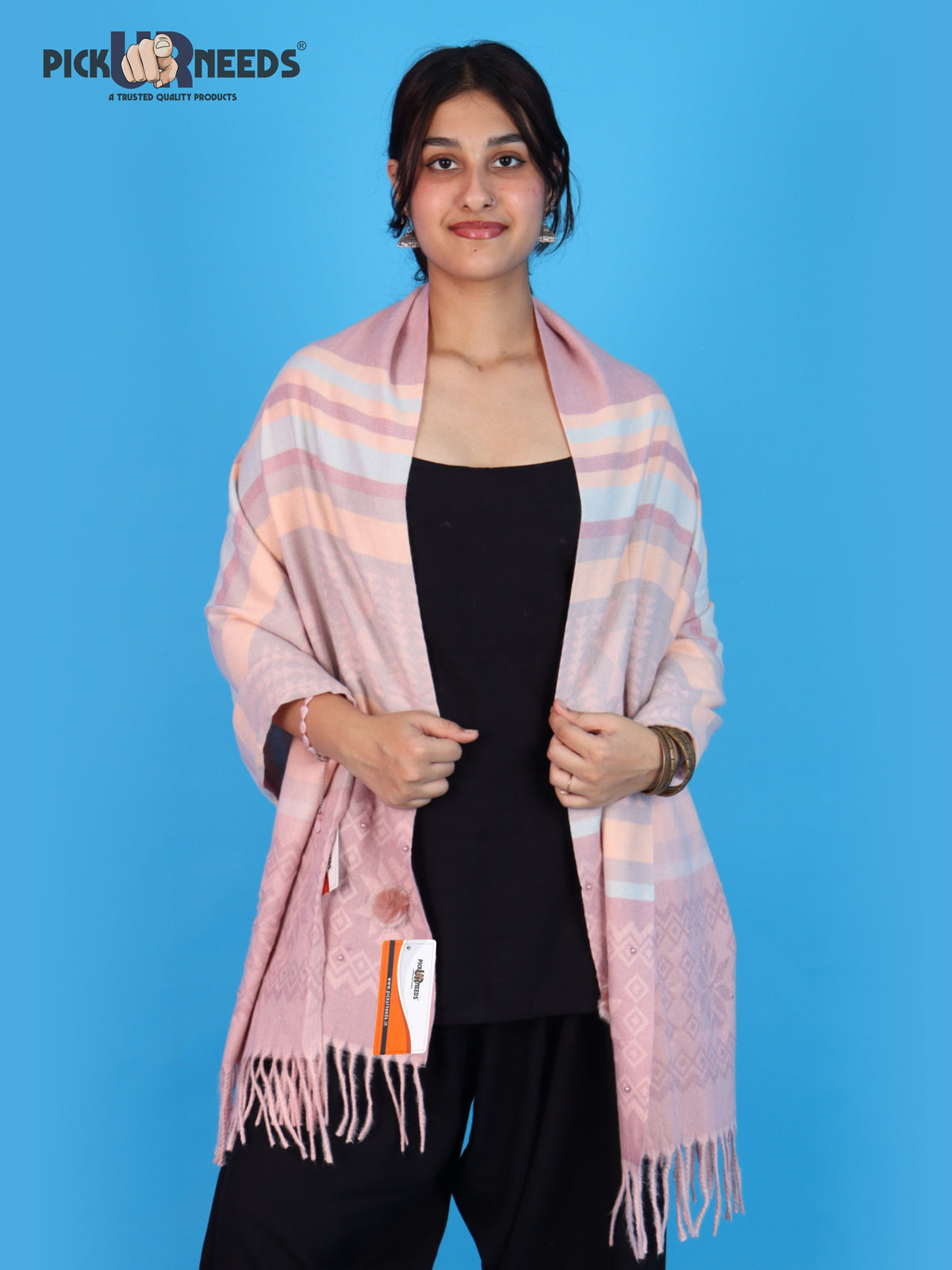 Pick Ur Needs Women Winter Shawl Stole – Soft Warm Printed Wrap with Decorative Tassels, Stylish Winter Girls Scarf