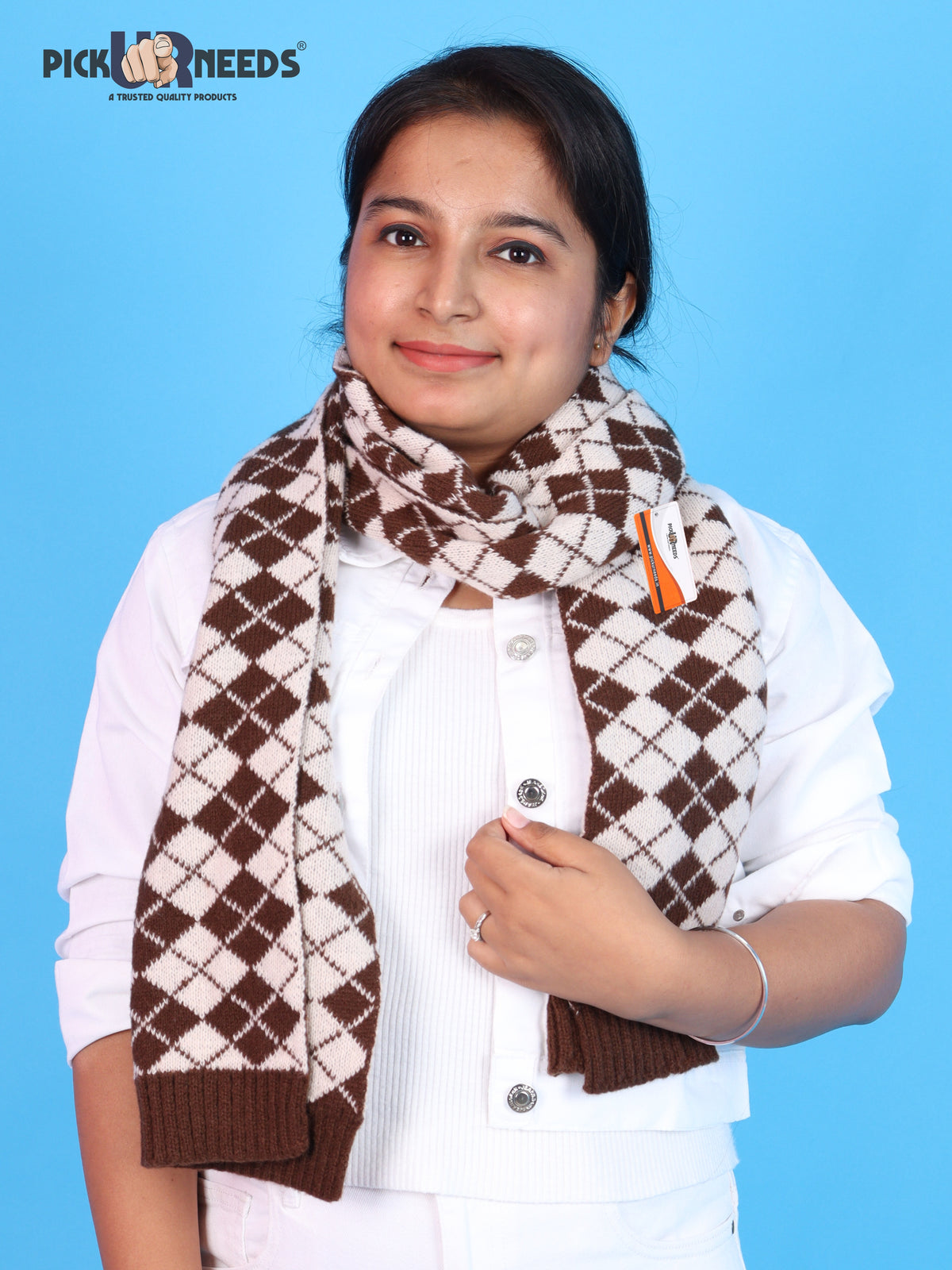 Pick Ur Needs Classic Checkered Woolen Scarf for Winter Warm Muffler Soft, Cozy & Stylish Cold Weather Wrap For Women
