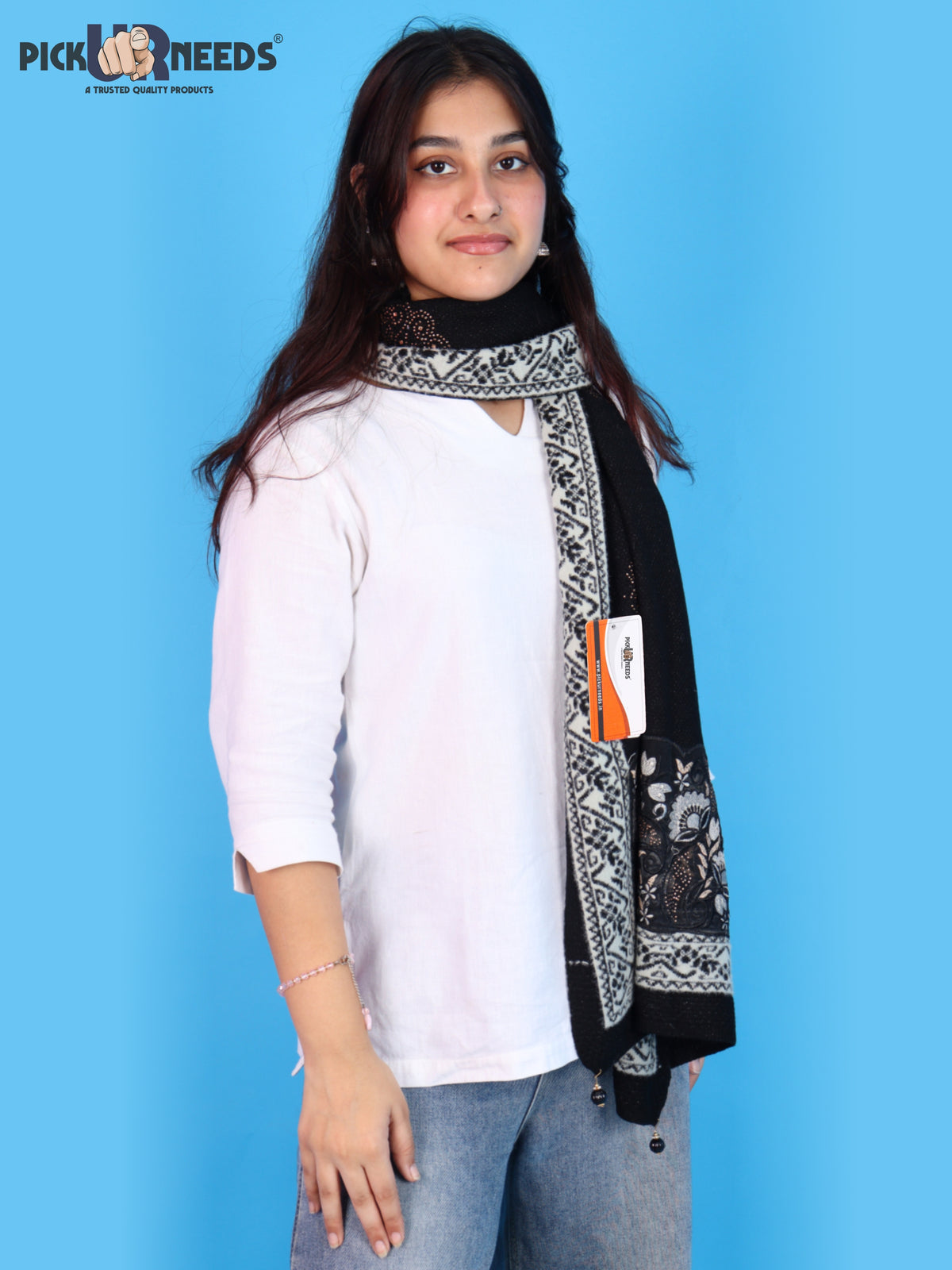 Pick Ur Needs Women Winter Shawl with Net Work Border Shrug & Poncho Style Elegant Winter Wear for Party