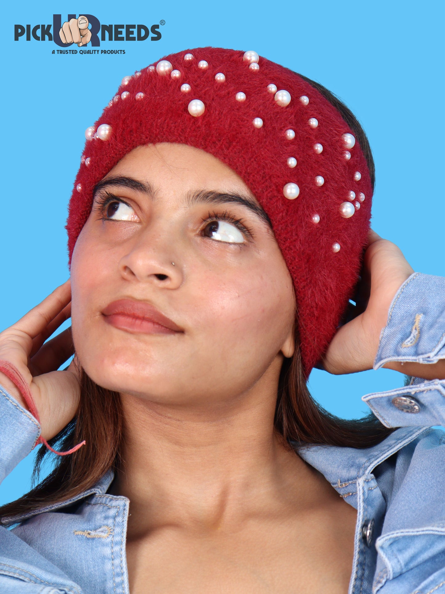 Pick Ur Needs Stylish & Cozy Pearl Embellished Winter Headband