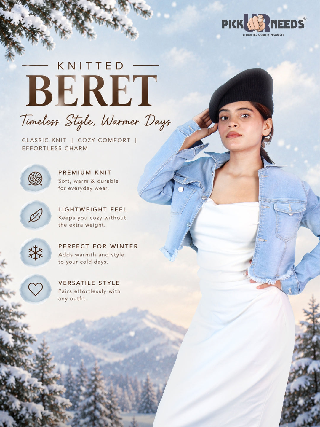 Pick Ur Needs Knitted Beret for Women – Stylish, Warm & Lightweight Winter Hat