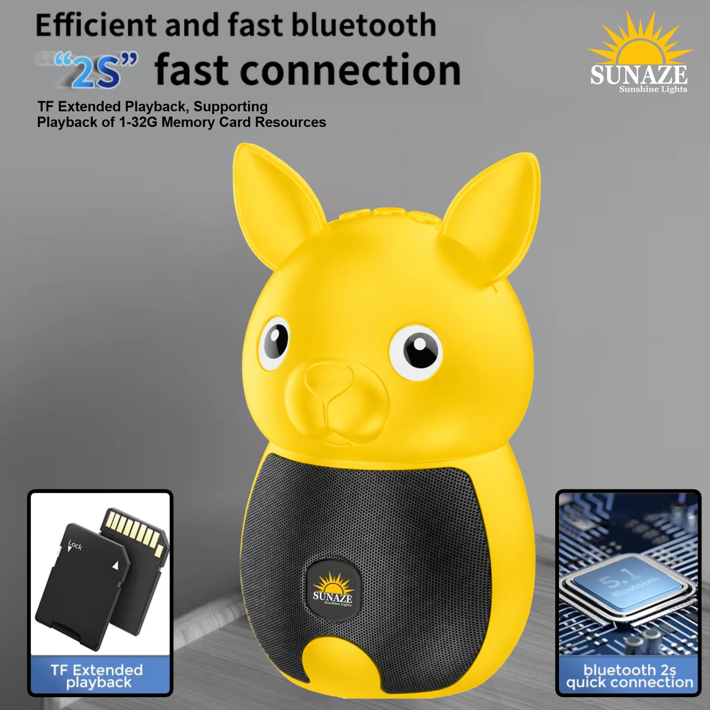 Pick Ur Needs Bunny Bluetooth Speaker | Cute Portable Wireless Speakers with TWS, FM Radio, USB & TF Card | Rechargeable Mini Speaker for Kids & Desk Use