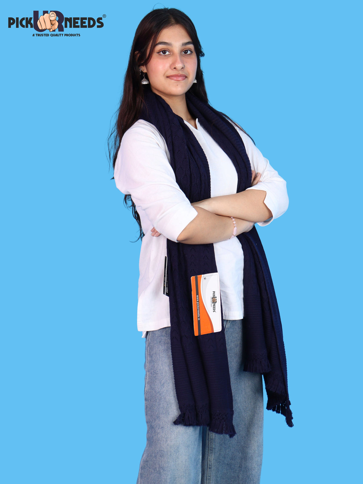 Pick Ur Needs Wool Self Design Women Shawl