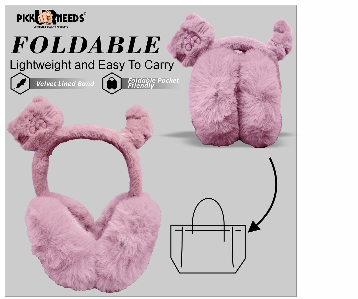 Pick Ur Needs Stylish Stone Design Foldable / Adjustable Ear Muff High Quality Furr Ear Warmer Ear Muff