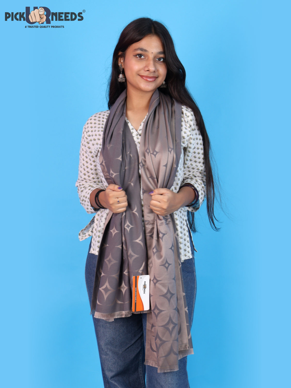 Pick Ur Needs Womens 2-in-1 Reversible Shawl Stylish Printed Winter Shawls for Girls Soft Warm Woolen Stole Premium Large Winter Wrap