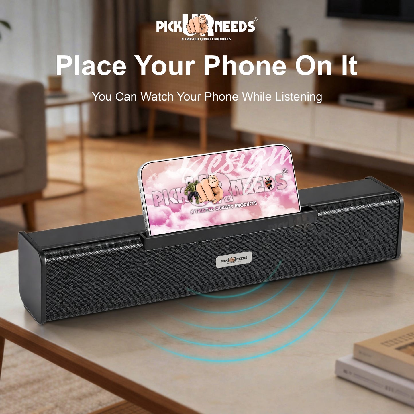 Pick Ur Needs Rechargeable Portable Bluetooth Wireless Soundbar Party Speaker 10W, Heavy Bass, TWS, 5H Playtime, Multi-Connectivity (USB/SD/FM/AUX)
