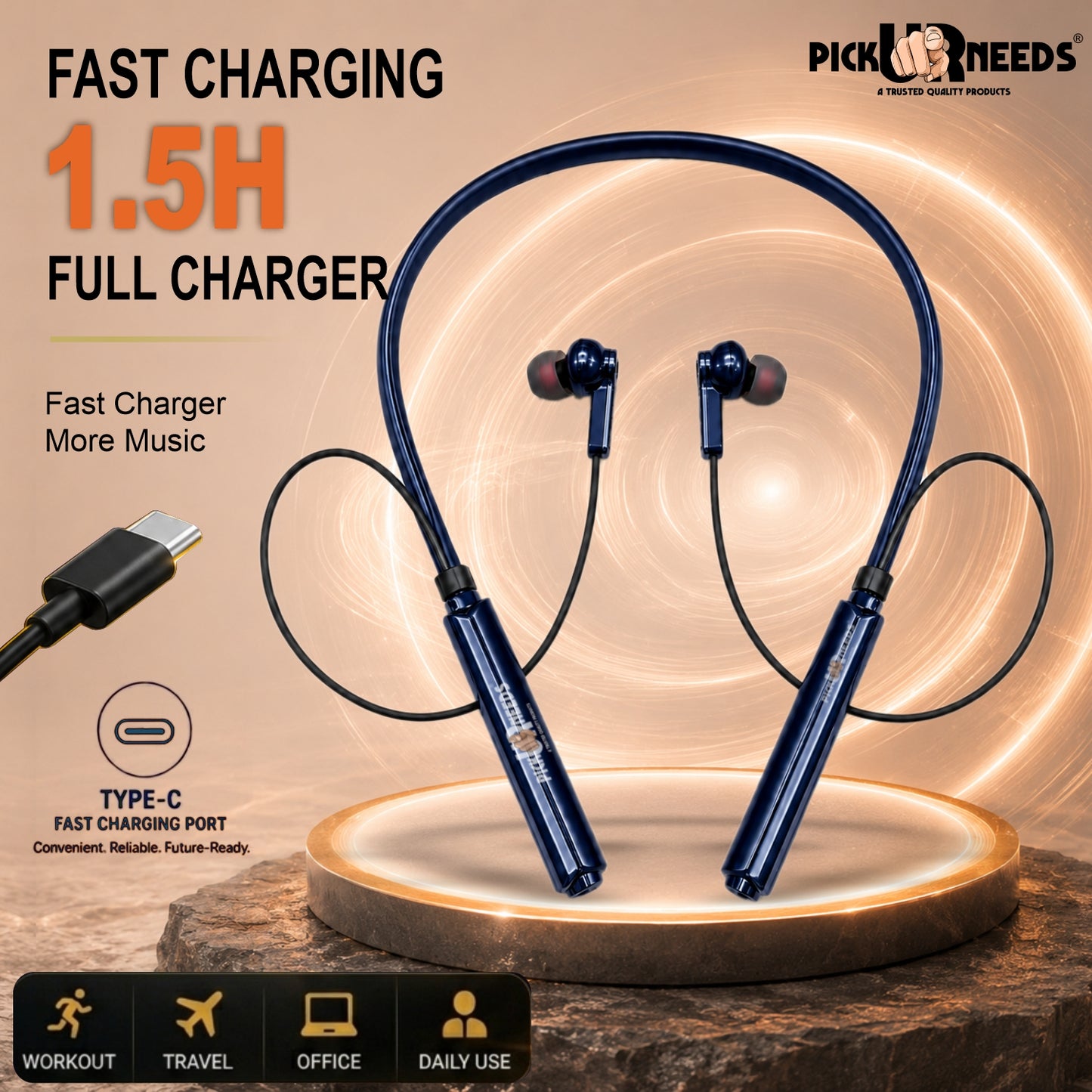 Bluetooth Neckband Earbuds with Strong Battery Backup & Comfortable Fit