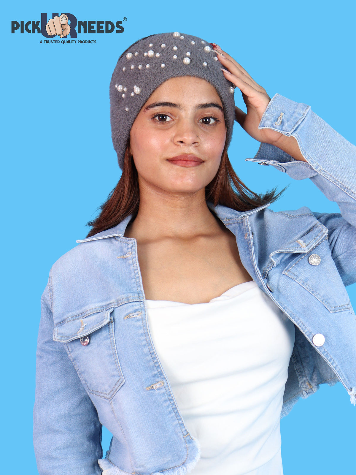 Pick Ur Needs Stylish & Cozy Pearl Embellished Winter Headband