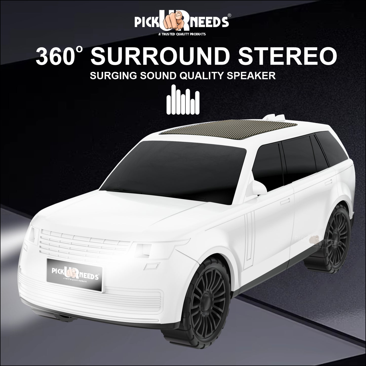 Pick Ur Needs Car Shape Wireless Bluetooth Portable Rechargeable Speaker LED Headlights  TF Card, USB, AUX, Type-C