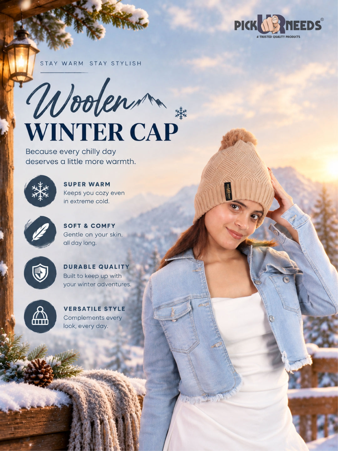 Pick Ur Needs Woolen Winter Cap – Warm & Stylish Winter Wear for Women