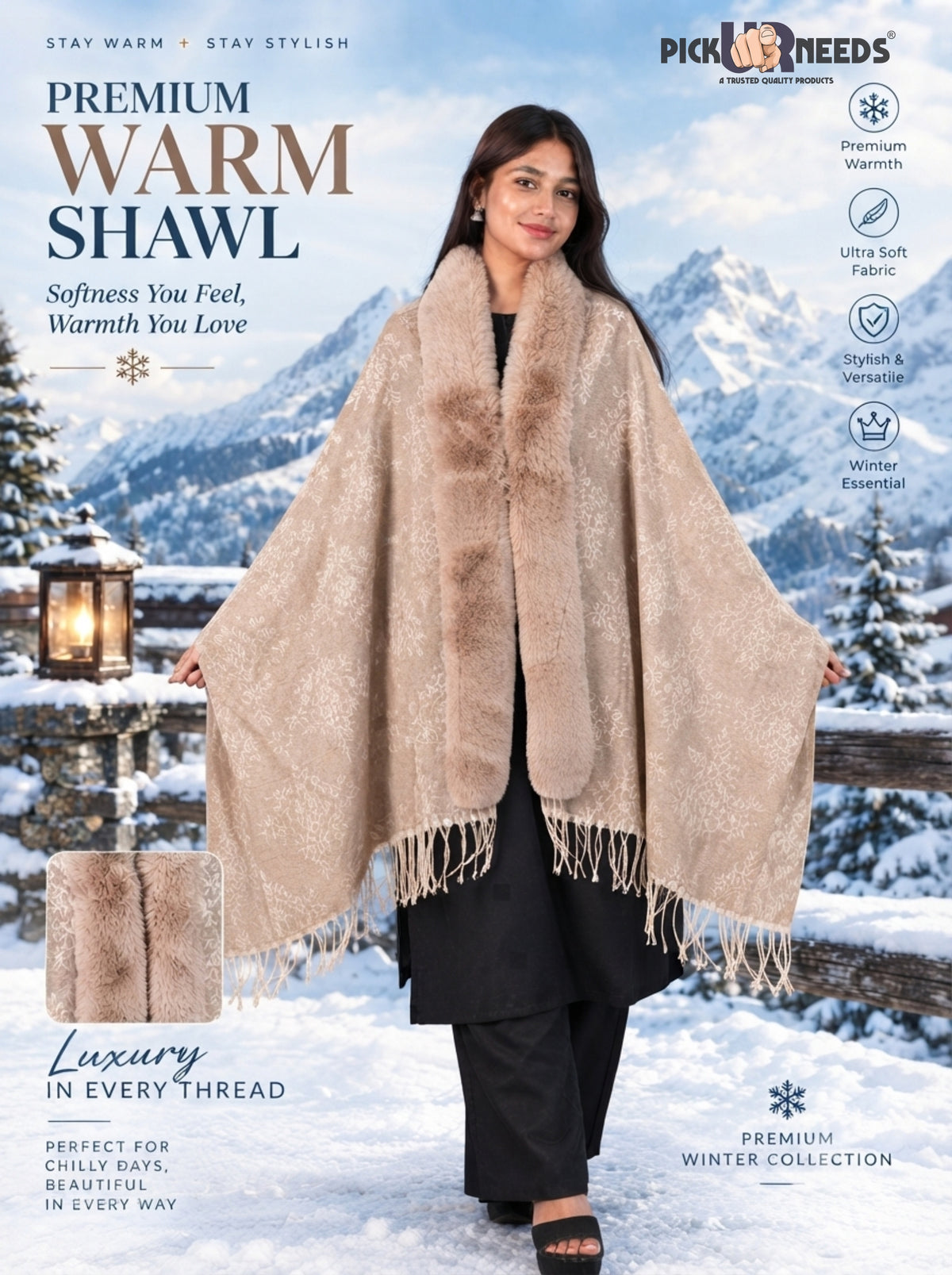 Pick Ur Needs Pashmina Self Design Women Shawl