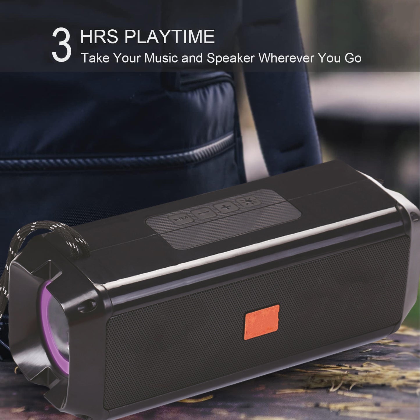 Pick Ur Needs Bluetooth 5.0 Portable Wireless Speaker with RGB Disco Light, 5 Light Modes, USB/TF Card Support & 3 Hours Playtime