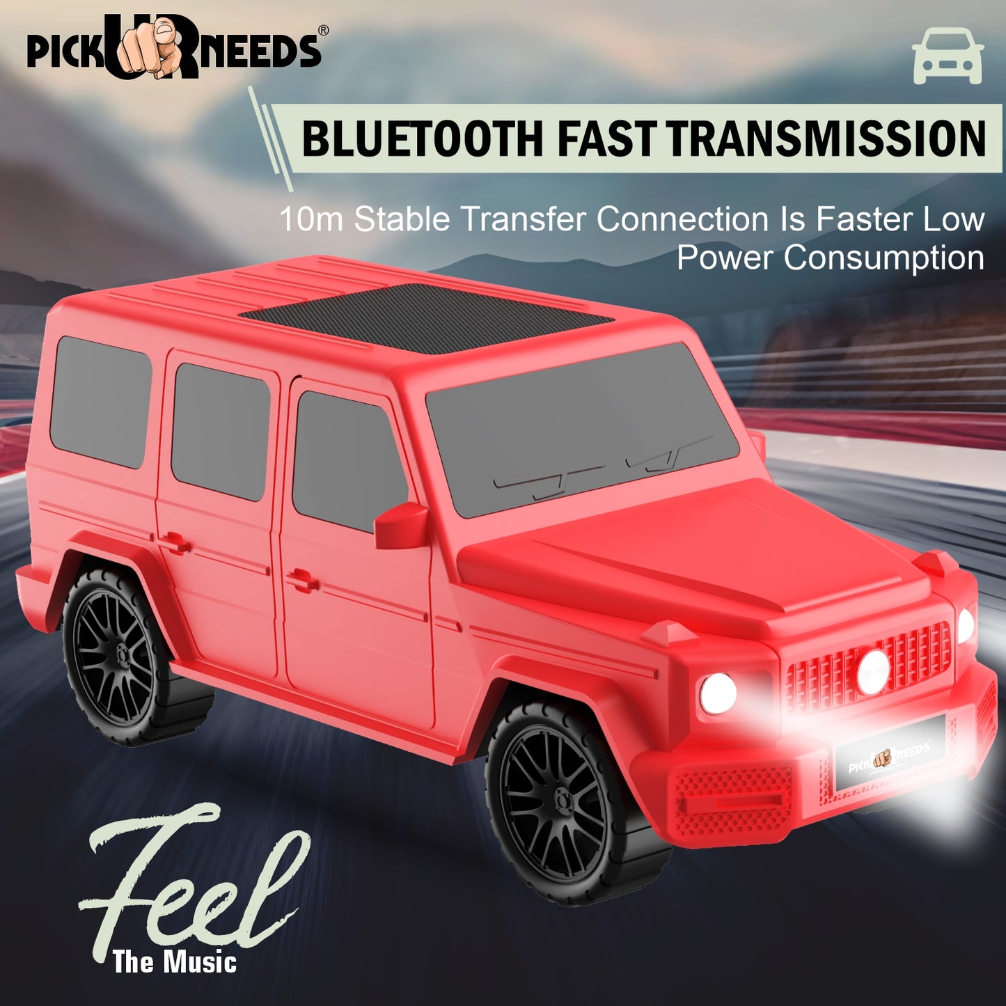 Pick Ur Needs Reachargebale Car Shape Wireless Bluetooth Speaker 10W with 1200mAh Battery, Multi-Play Modes BT/USB/AUX/TF, SUV Design Portable Speaker