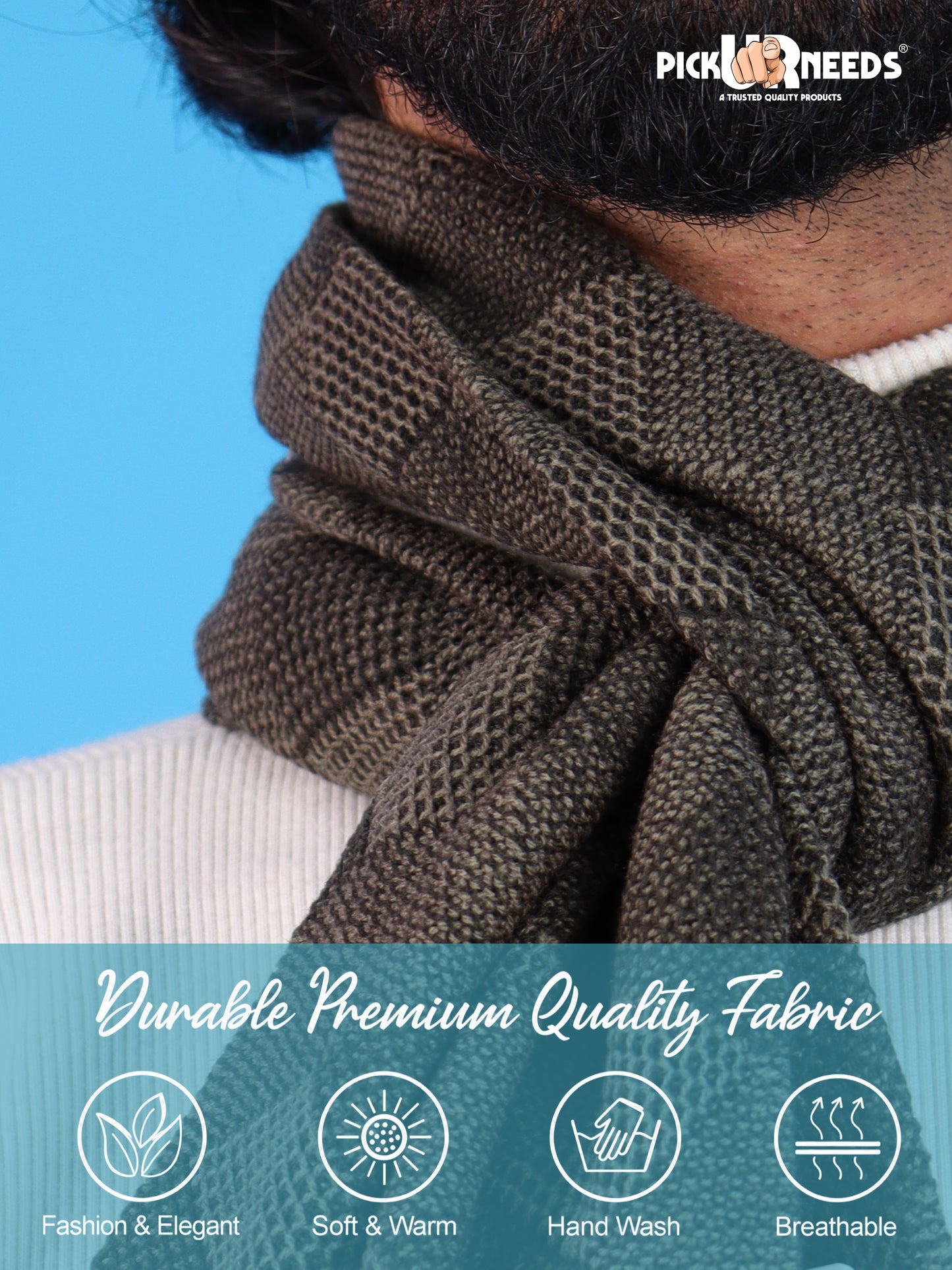 Pick Ur Needs Premium Men's Warm And Stylish Woolen Muffler Angoora With Solid Color Plain Design And Stylish Tussles Ends Muffler For Men