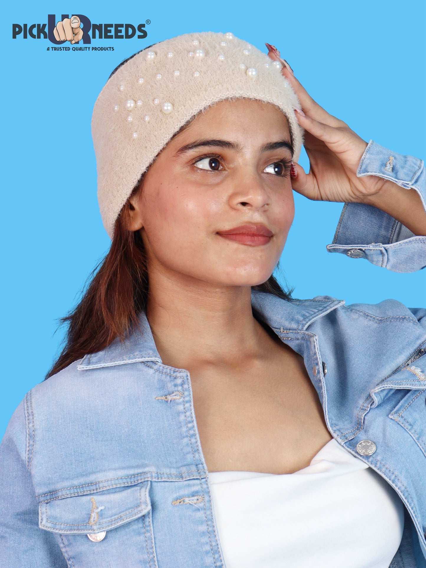 Pick Ur Needs Stylish & Cozy Pearl Embellished Winter Headband
