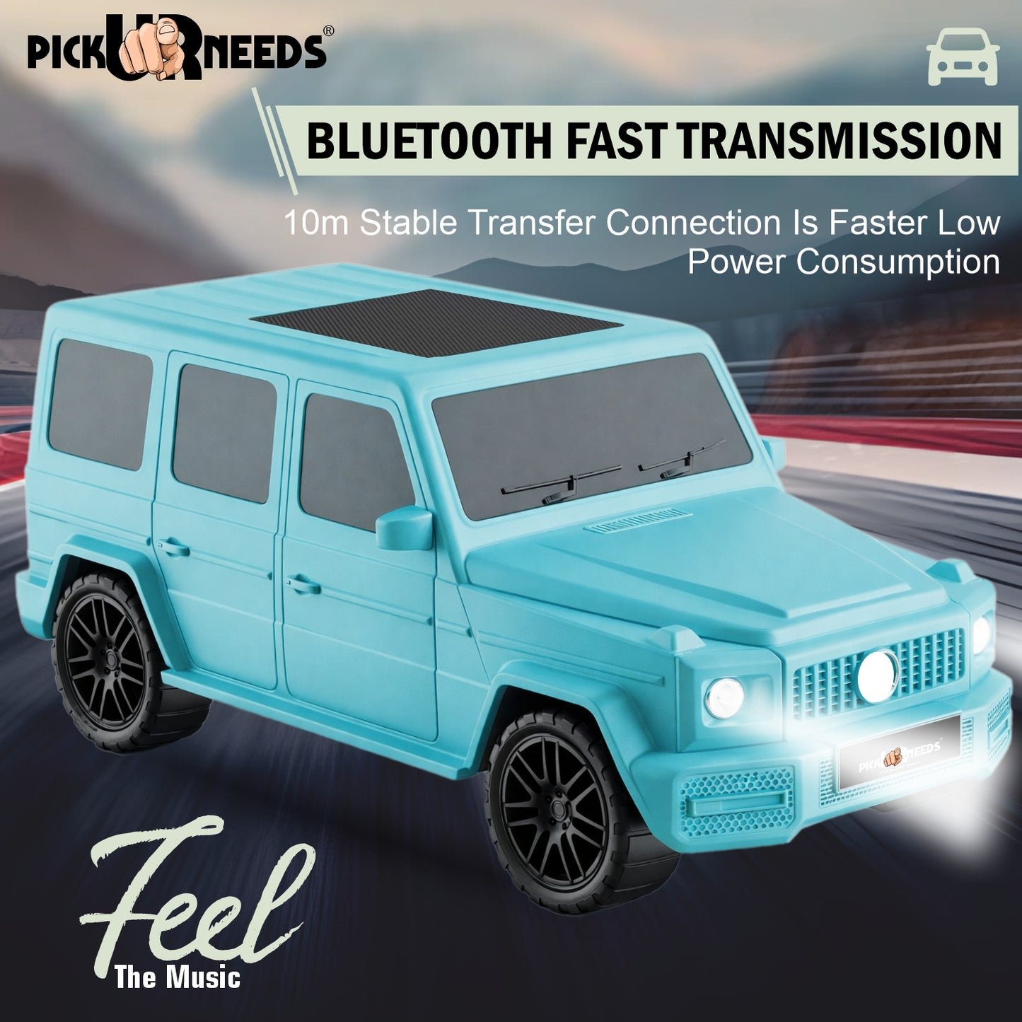Pick Ur Needs Reachargebale Car Shape Wireless Bluetooth Speaker 10W with 1200mAh Battery, Multi-Play Modes BT/USB/AUX/TF, SUV Design Portable Speaker