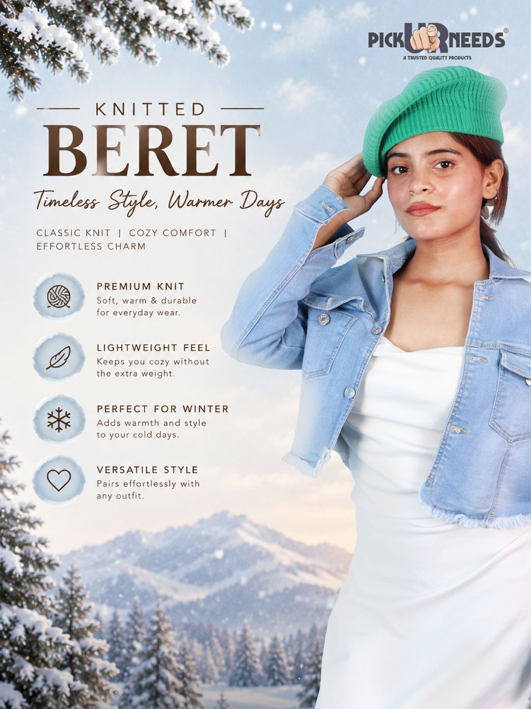 Pick Ur Needs Knitted Beret for Women – Stylish, Warm & Lightweight Winter Hat