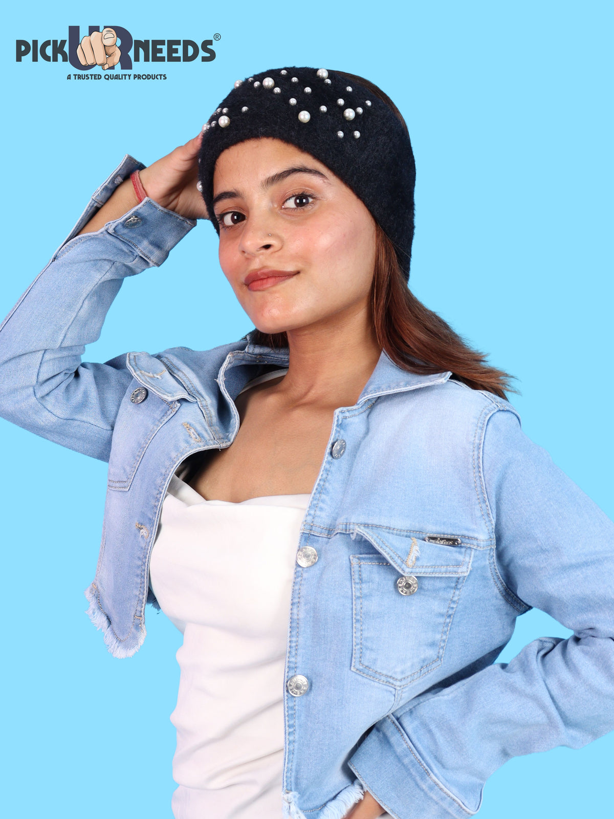 Pick Ur Needs Stylish & Cozy Pearl Embellished Winter Headband
