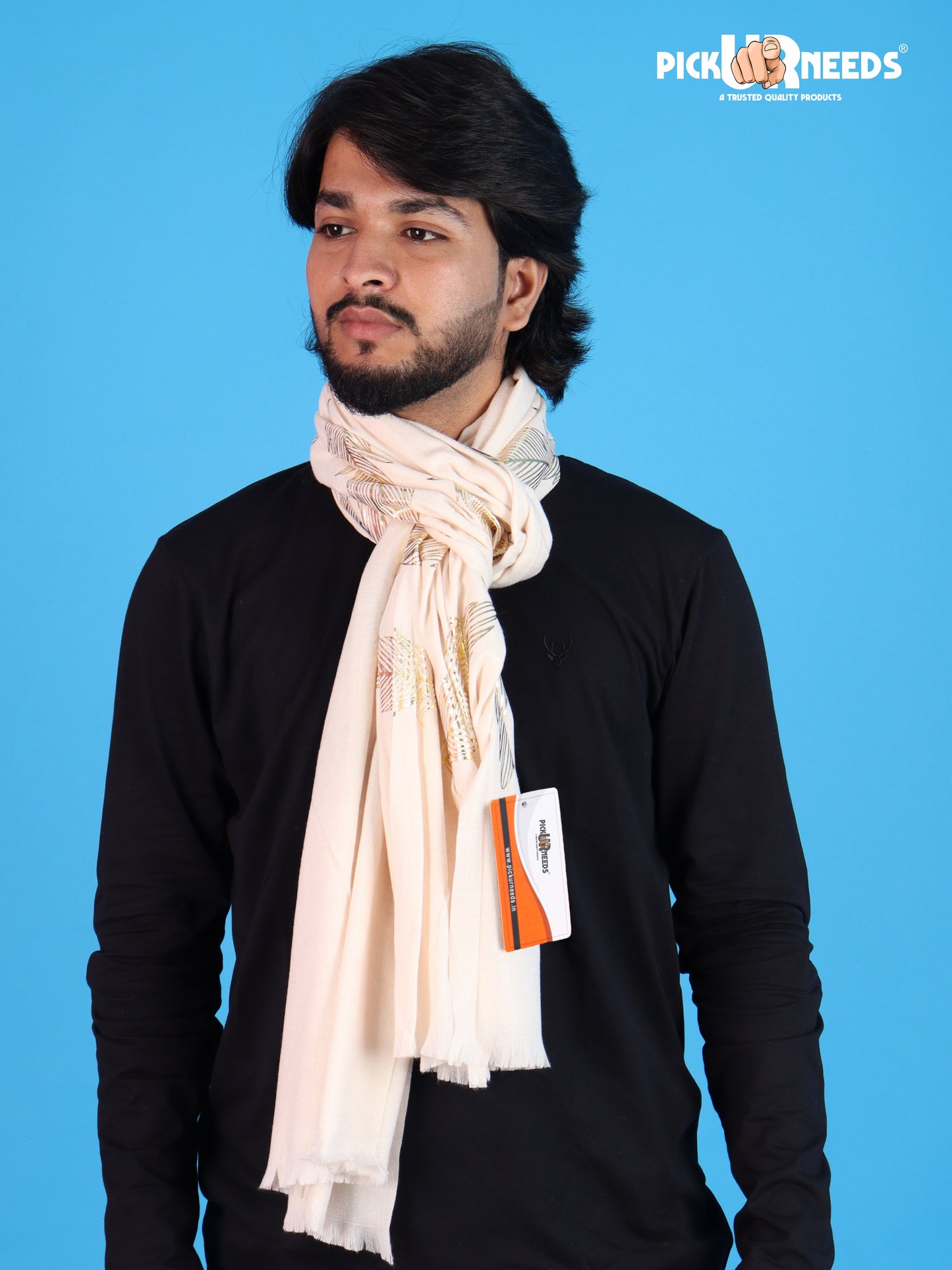 Pick Ur Needs Winter Shawl, Scarf, Stole & Muffler with Elegant Feather Print Soft Lightweight Winter Wrap for Men Stylish Scarf Stole for Kurta, Shirt For Boys