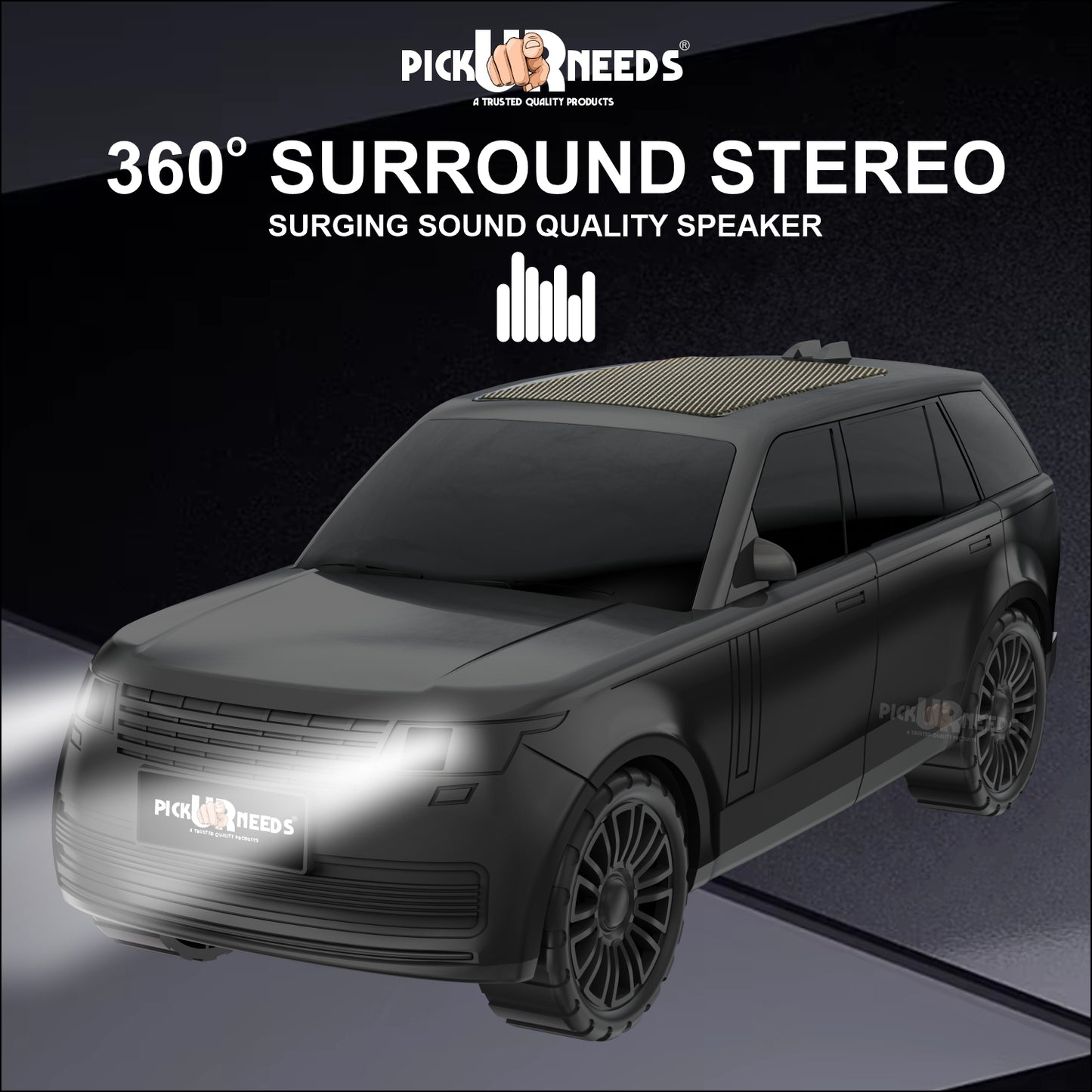 Pick Ur Needs Car Shape Wireless Bluetooth Portable Rechargeable Speaker LED Headlights  TF Card, USB, AUX, Type-C