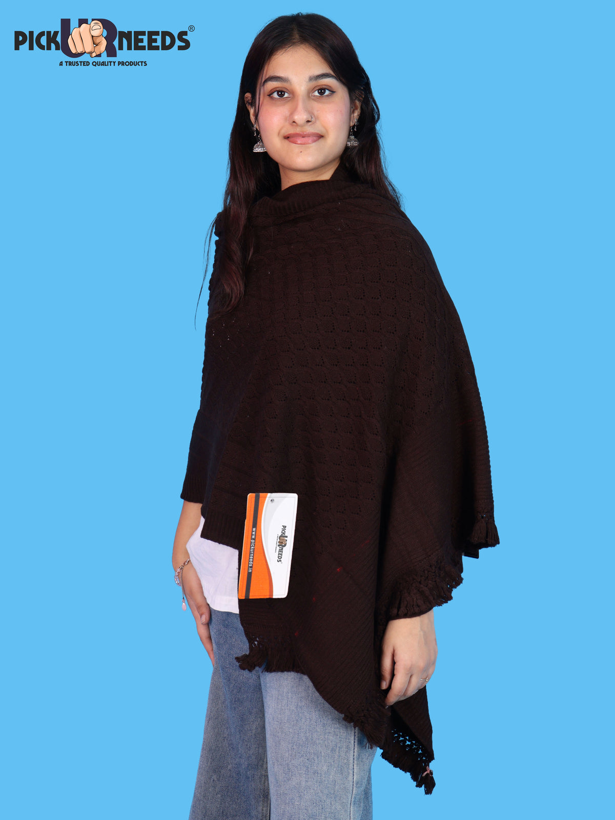 Pick Ur Needs Wool Self Design Women Shawl