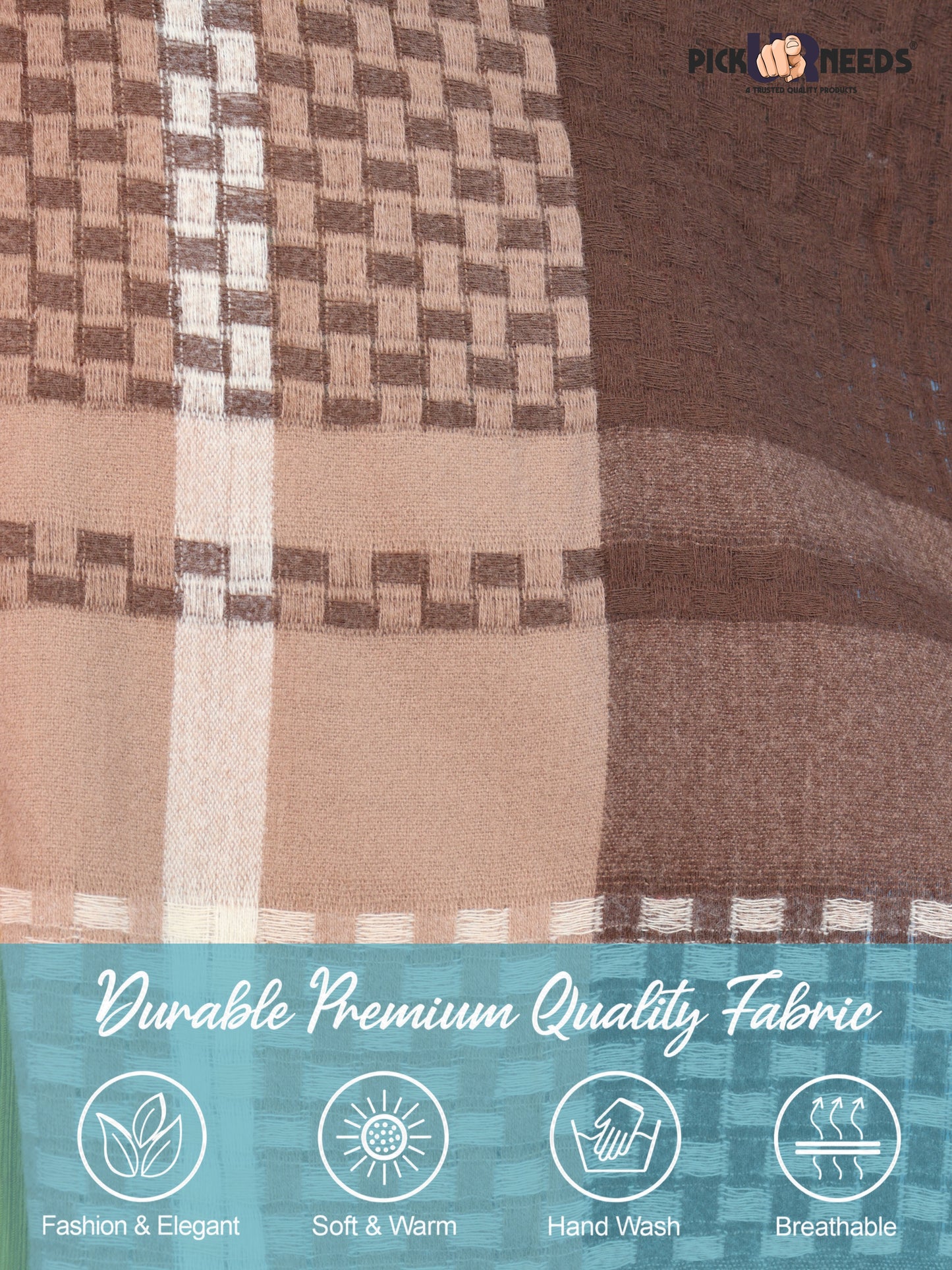 Pick Ur Needs Women Designer Winter Shawl with Geometric Checkered Pattern Shoulder Wrap with Tassels Stylish Stole for Girls Party, Casual & Ethnic Wear