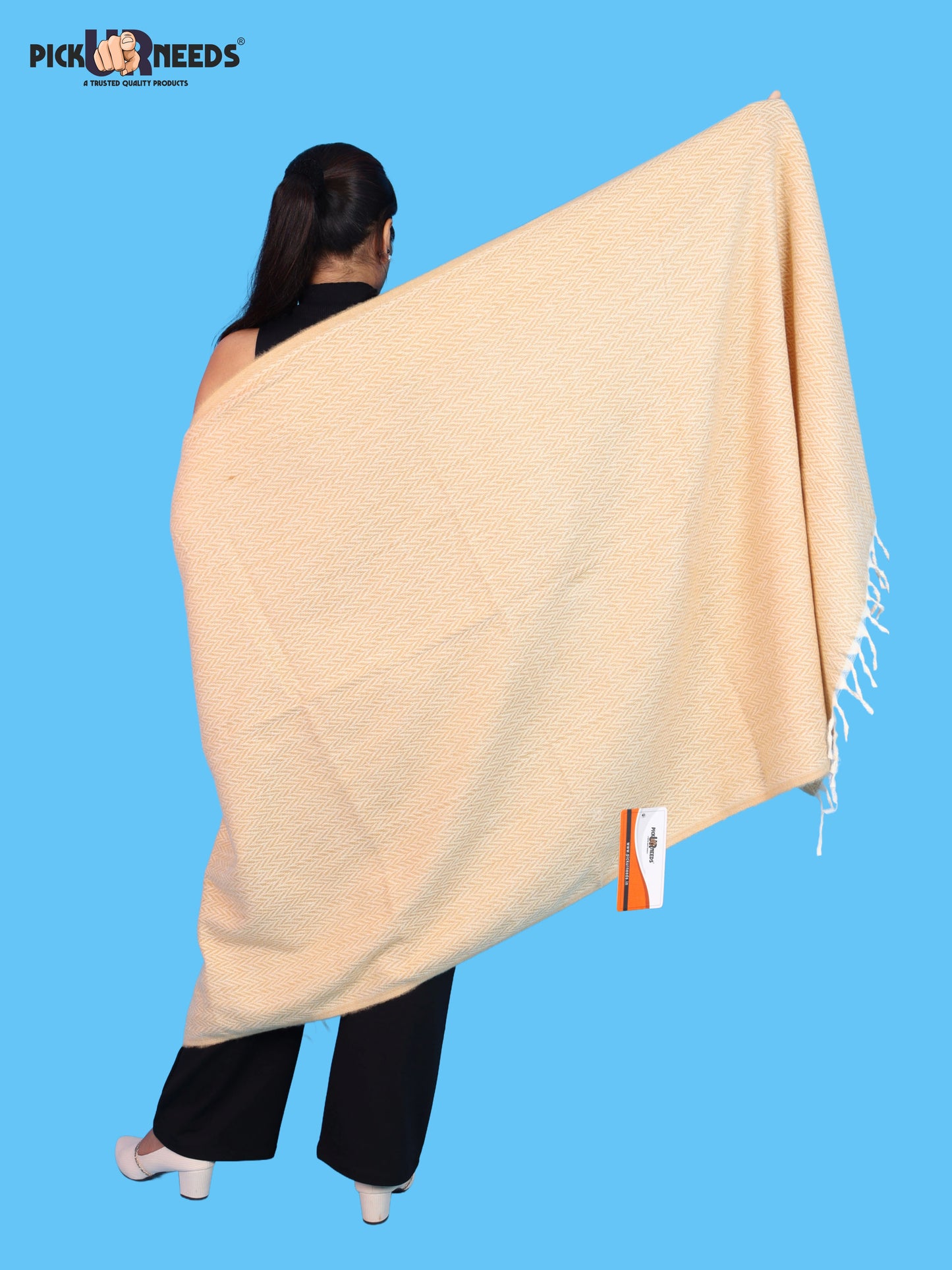 Pick Ur Needs Women’s Winter Muffler Shawl Soft & Warm Knitted Herringbone Wrap with Elegant Fringe Stole For Girls