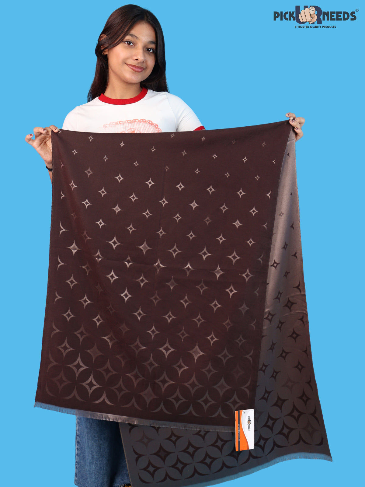 Pick Ur Needs Premium Womens 2-in-1 Reversible Shawl Stylish Printed Winter Shawls for Girls Soft Warm Woolen Stole