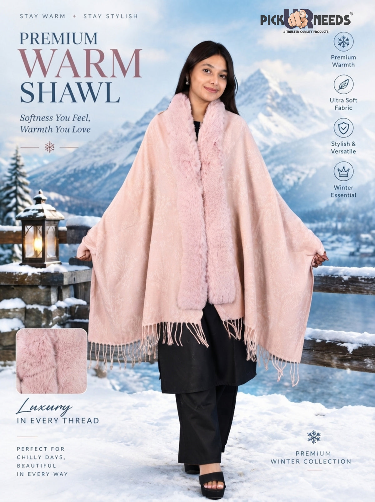 Pick Ur Needs Pashmina Self Design Women Shawl