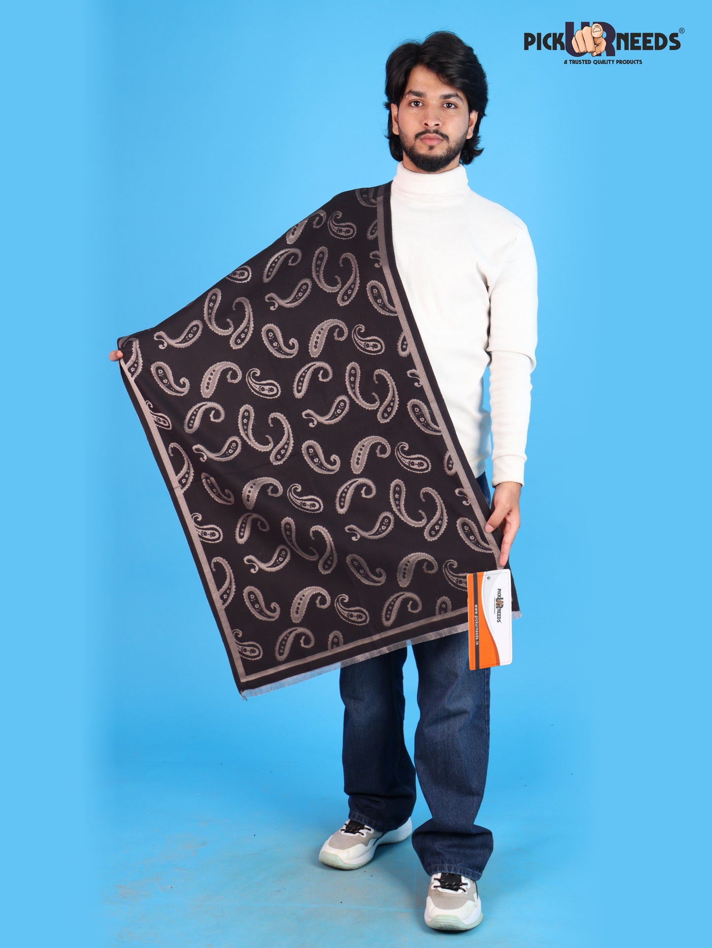 Pick Ur Needs Mens 2-in-1 Shawl & Stole, Elegant Paisley Print Winter Wrap, Lightweight Warm Shoulder Scarf for Boys, Stylish Reversible-Style