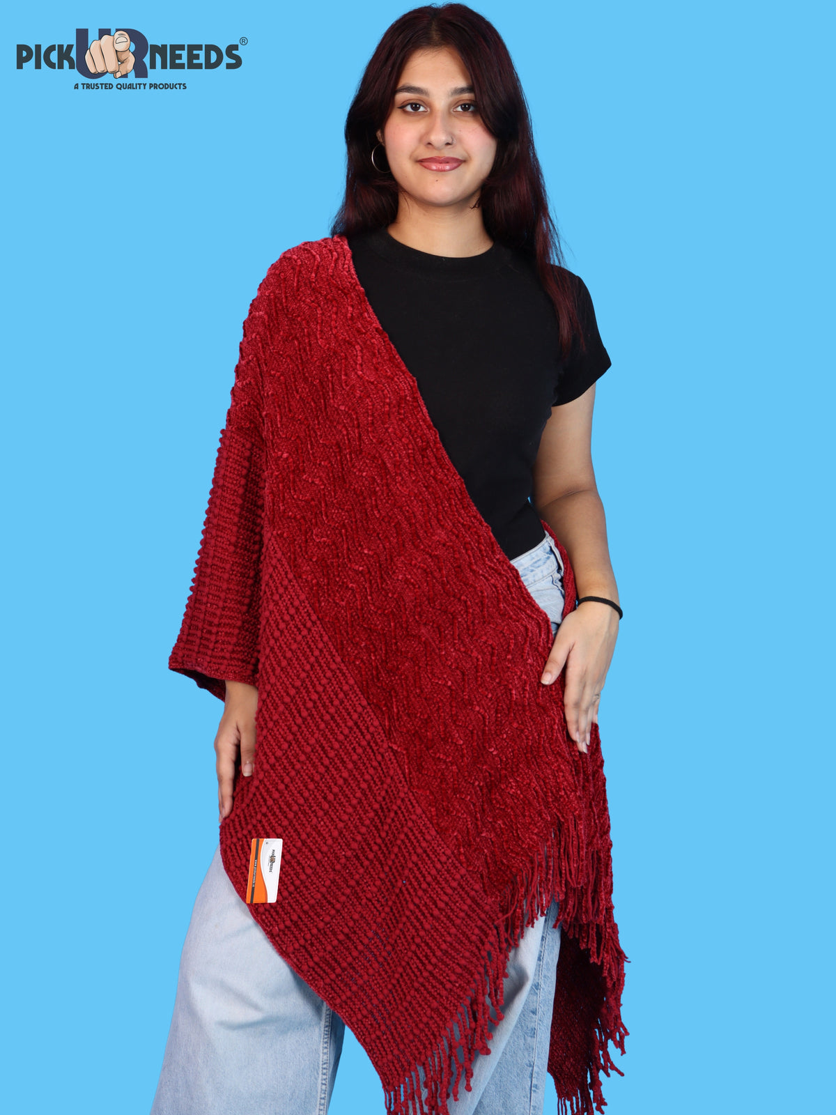 Pick Ur Needs Winter Premium Muffler for Women Soft Textured Woven with Elegant Fringe Detailing Warm For Girls