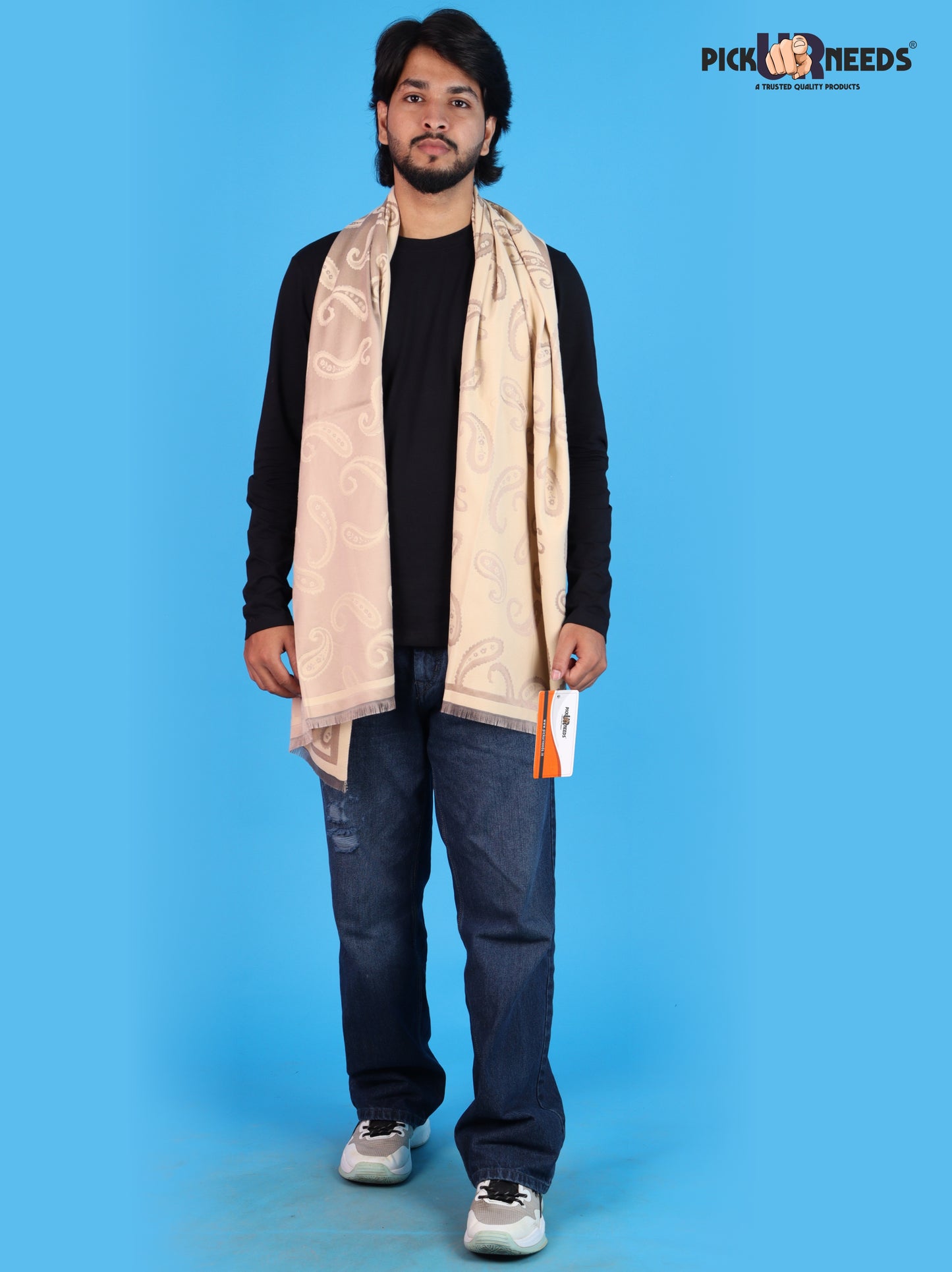 Pick Ur Needs Mens 2-in-1 Shawl & Stole, Elegant Paisley Print Winter Wrap, Lightweight Warm Shoulder Scarf for Boys, Stylish Reversible-Style
