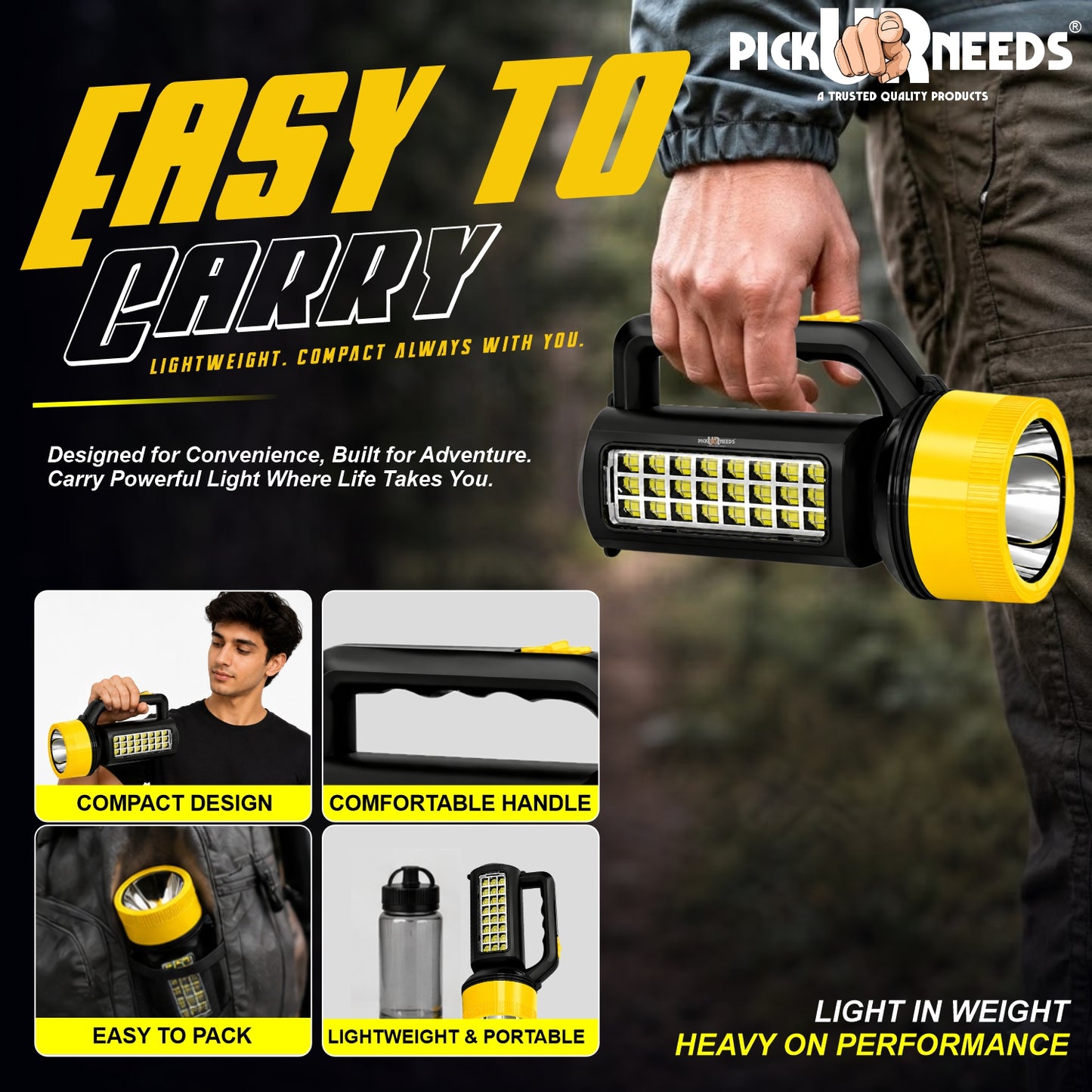 Pick Ur Needs 75W Emergency Long Range Rechargeable Search Laser with 24 SMD Bright Torch Light