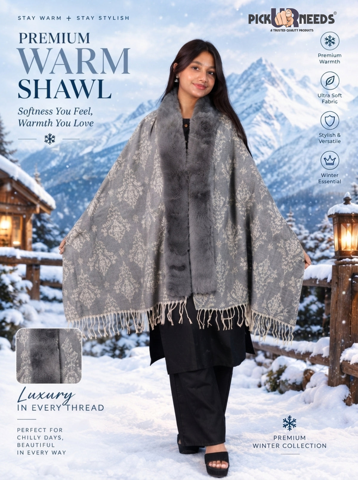 Pick Ur Needs Pashmina Self Design Women Shawl