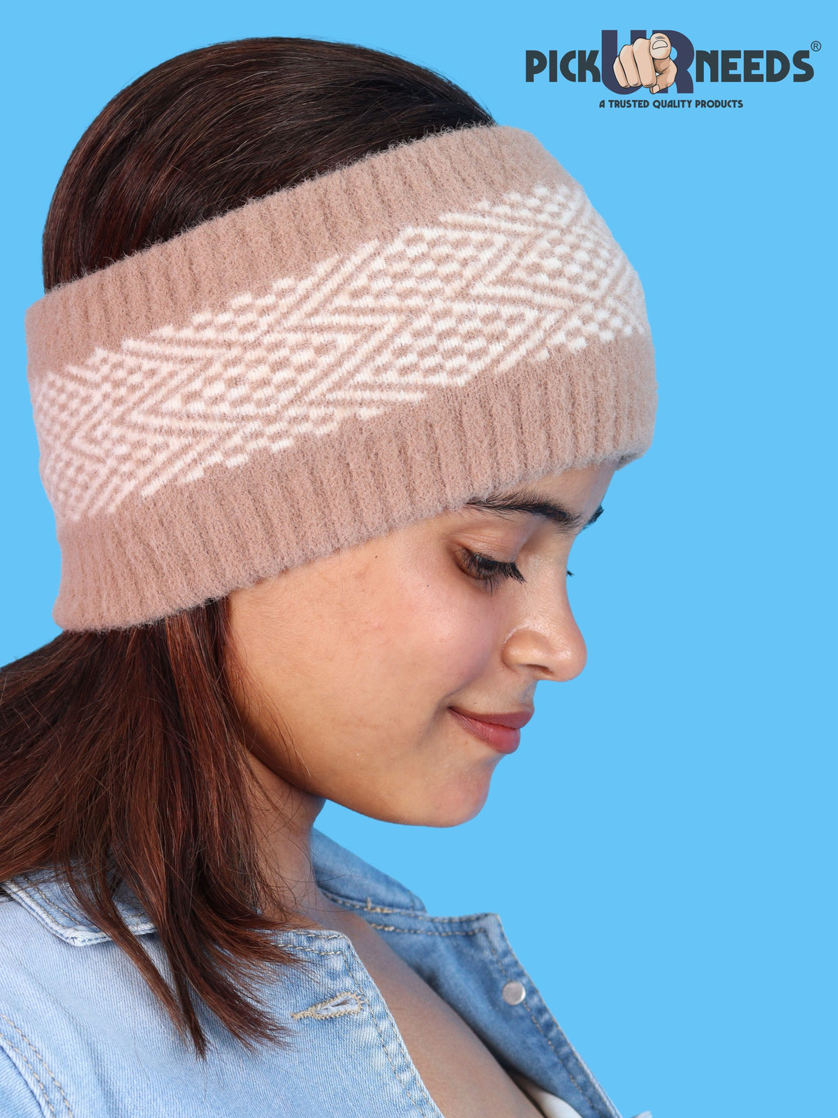 Pick Ur Needs Unisex Winter Headband Ear Warmer For Women & Men Soft Stretch Warm Head Wrap with Geometric Pattern