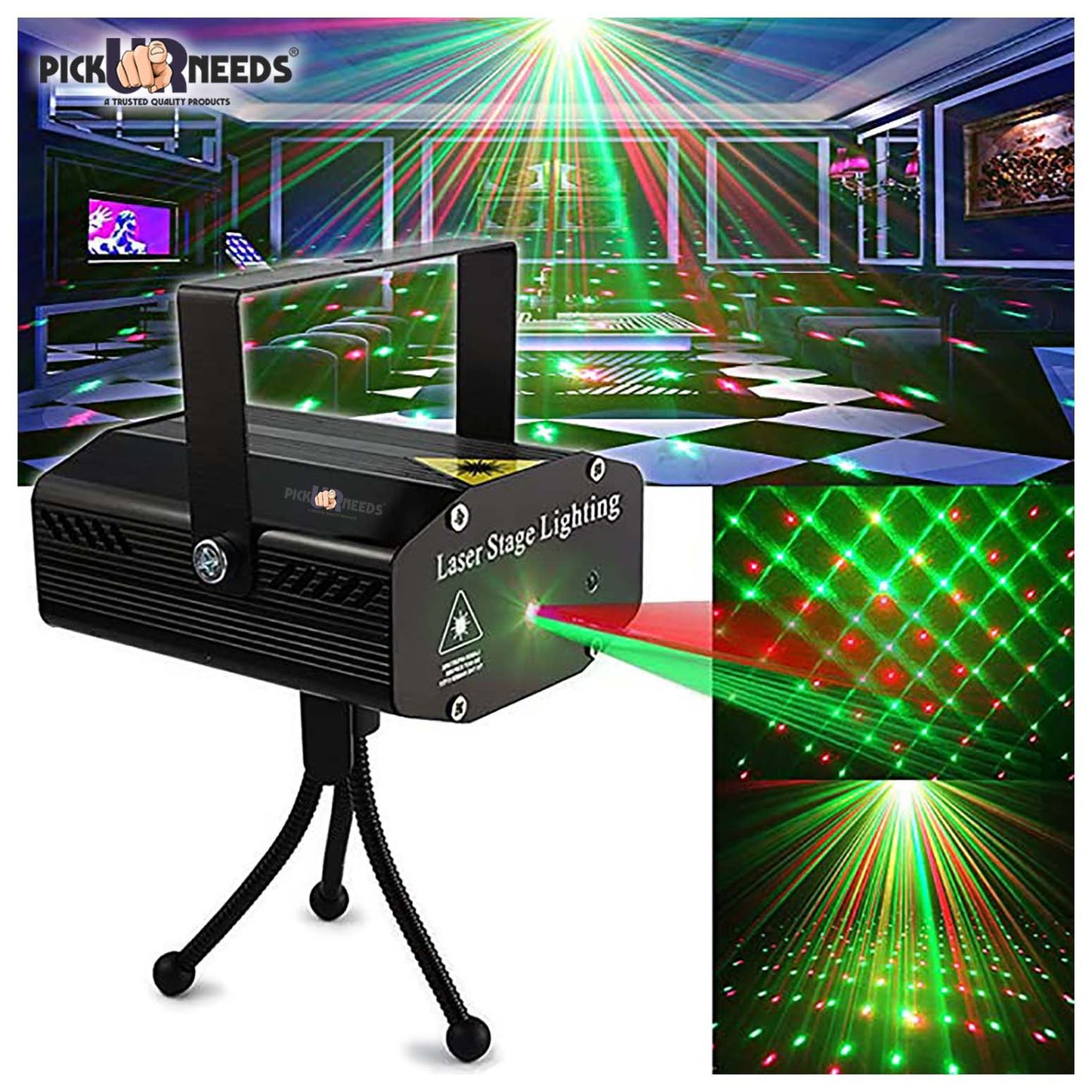 Pick Ur Needs Mini LED Dj Disco 12 Mode Combination, Stage Sound Activated Projector Shower Laser Light