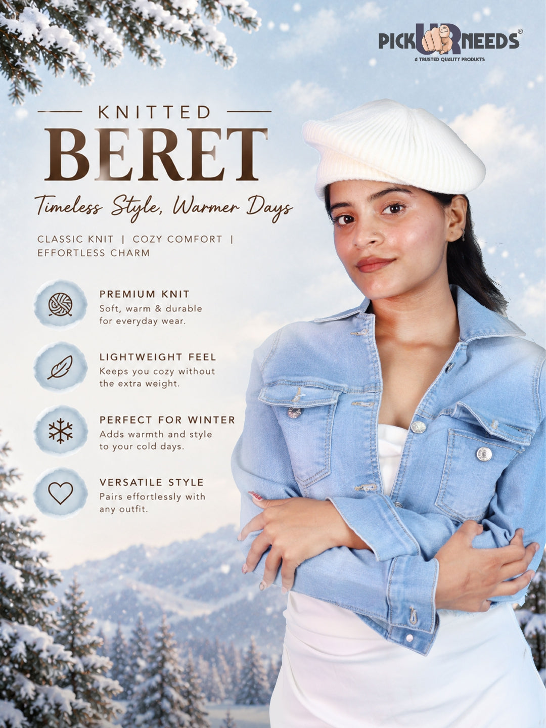 Pick Ur Needs Knitted Beret for Women – Stylish, Warm & Lightweight Winter Hat