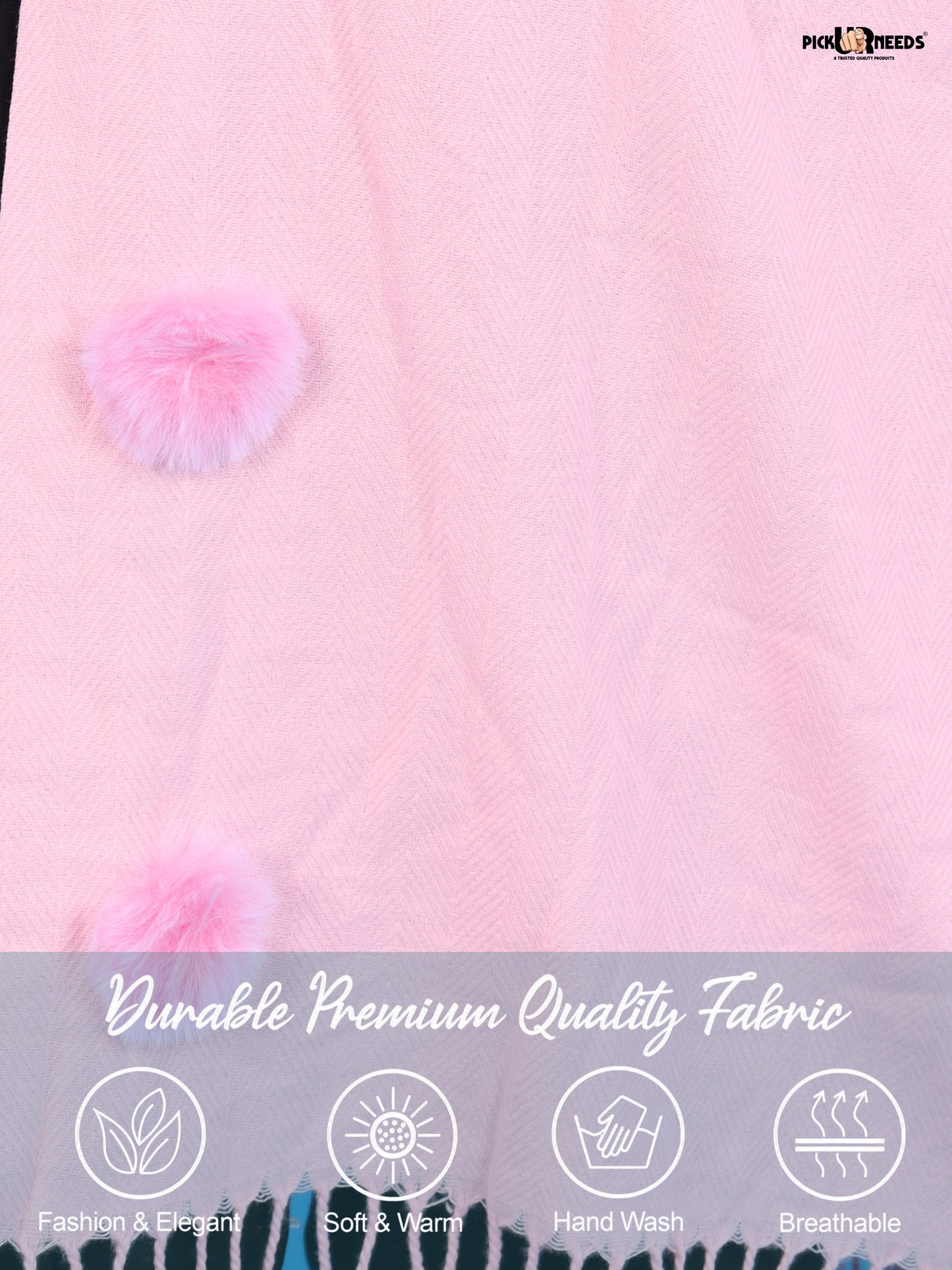 Pick Ur Needs Women Girls Winter Shawl with Pom Pom Detailing & Fringed Edges Lightweight Stole Fashion Wrap