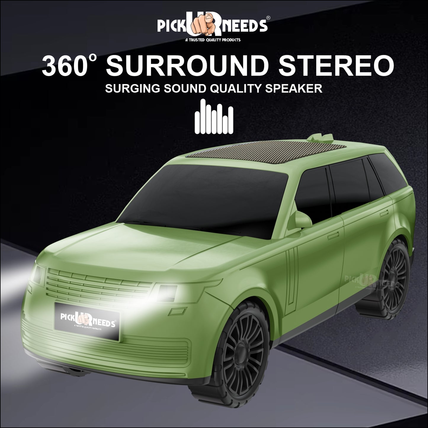 Pick Ur Needs Car Shape Wireless Bluetooth Portable Rechargeable Speaker LED Headlights  TF Card, USB, AUX, Type-C